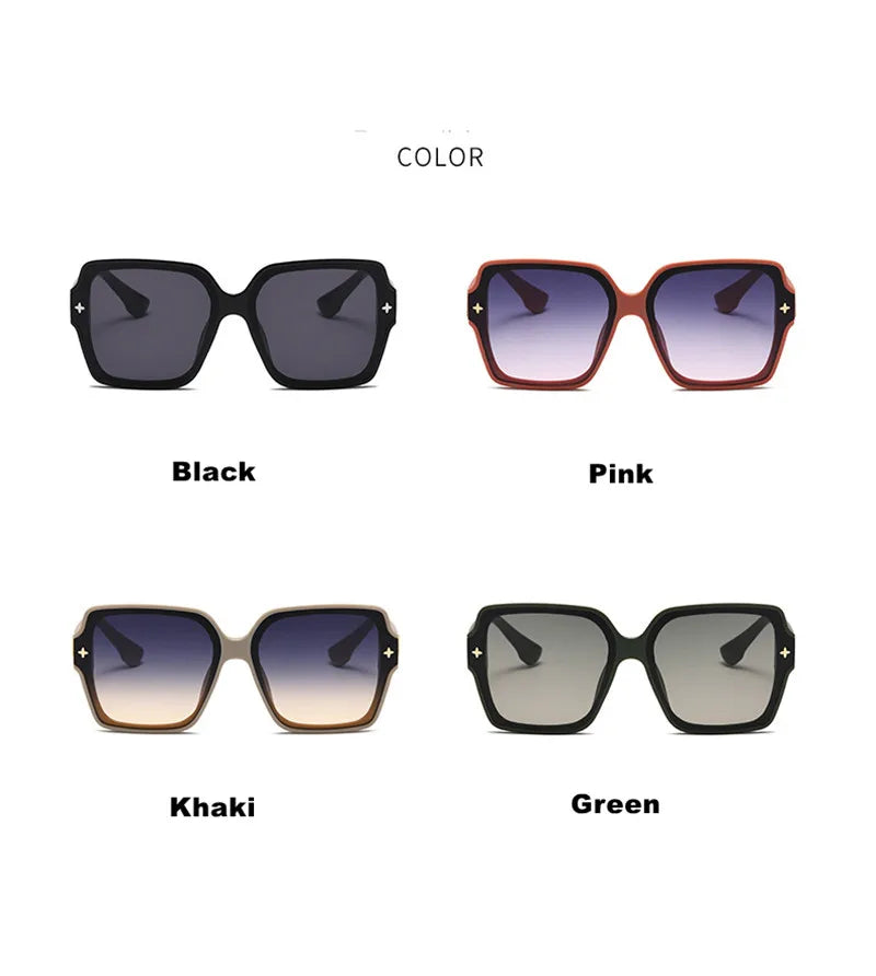 Fashion Square Frame Sunglasses for Women Luxury UV Protection Large Frame
