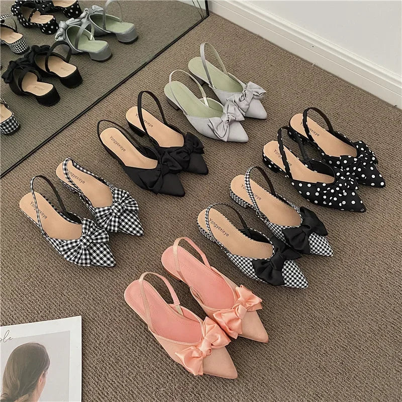 Women's Sandals Fashion Low Heels Sandals Women Shoes Elegant Pointed Straps Fashion Pumps Sandalias De Mujer