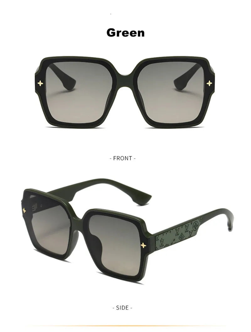 Fashion Square Frame Sunglasses for Women Luxury UV Protection Large Frame
