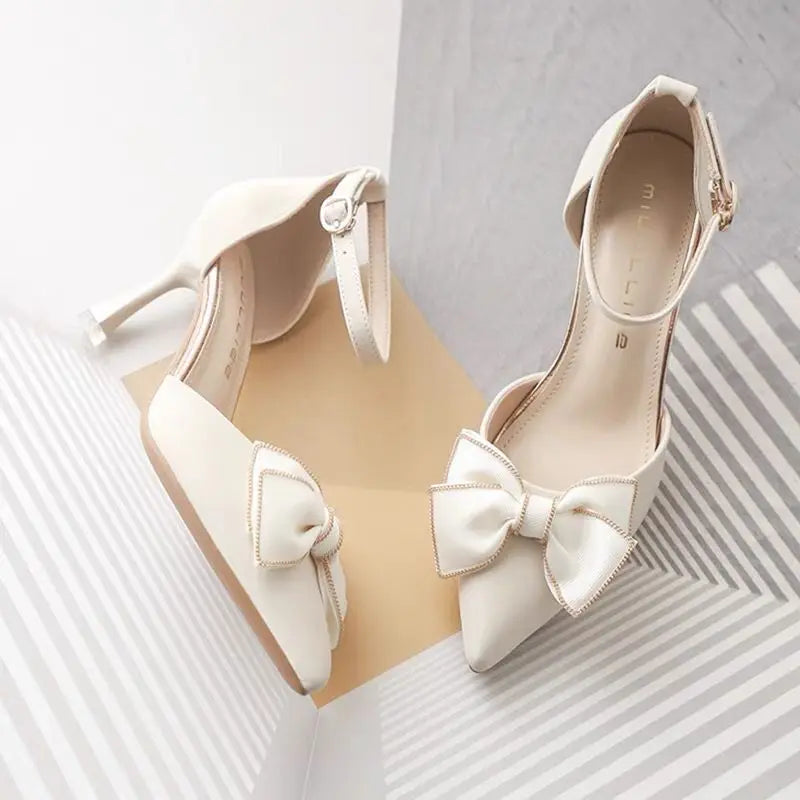Medium Heel Women's Shoes Pointed Toe Butterfly Stilettos Elegant  Weddings Bridal Party Designer heels