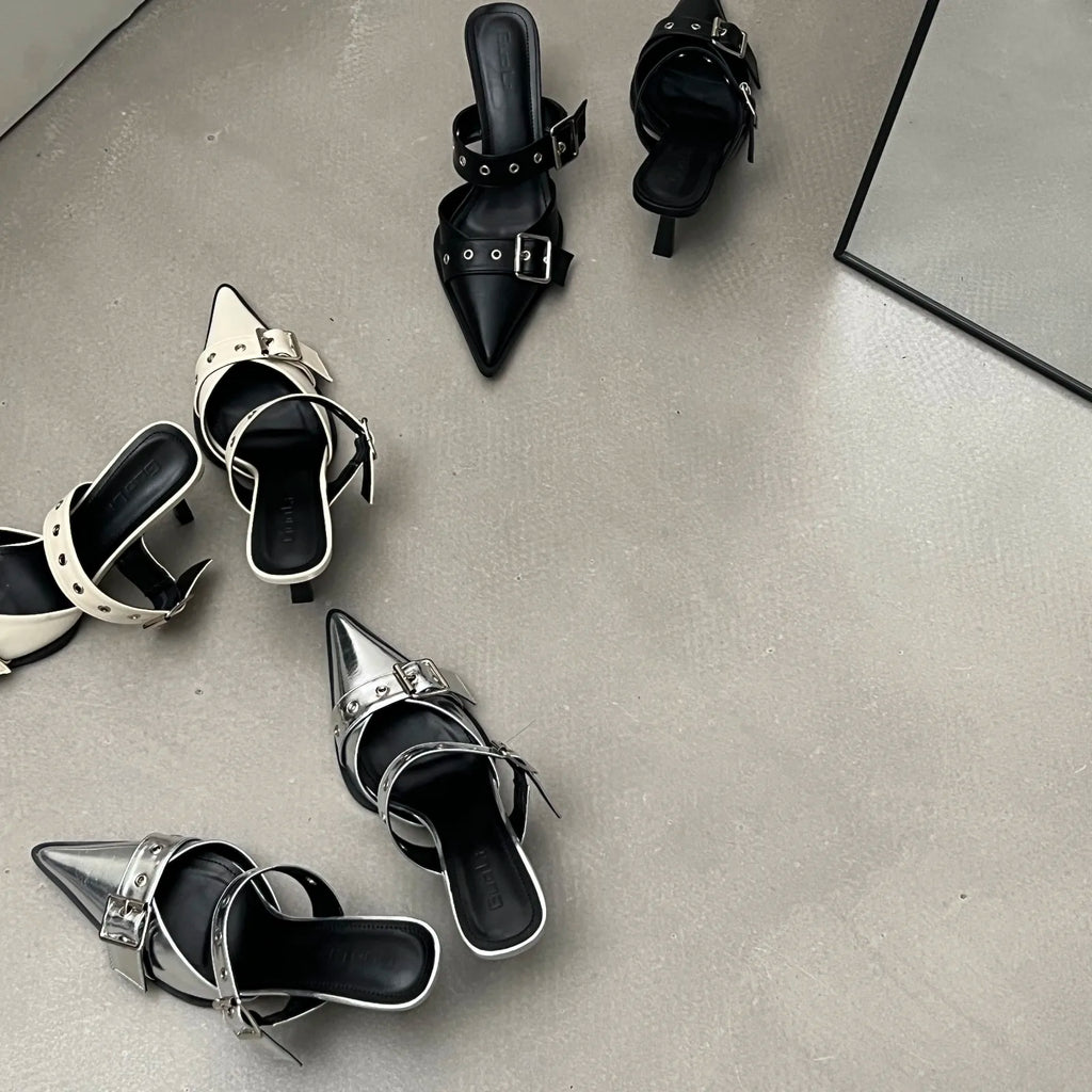 NEW Pointed Belt Buckle Thin Heel Belt Buckle Single Shoes Women's  High-heeled elegant shoes !!
