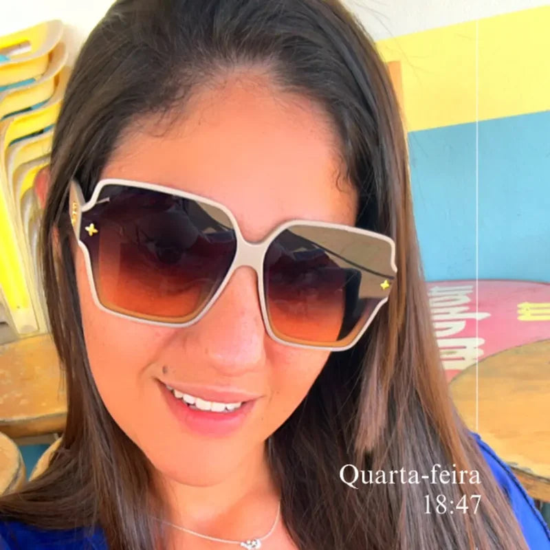 Fashion Square Frame Sunglasses for Women Luxury UV Protection Large Frame