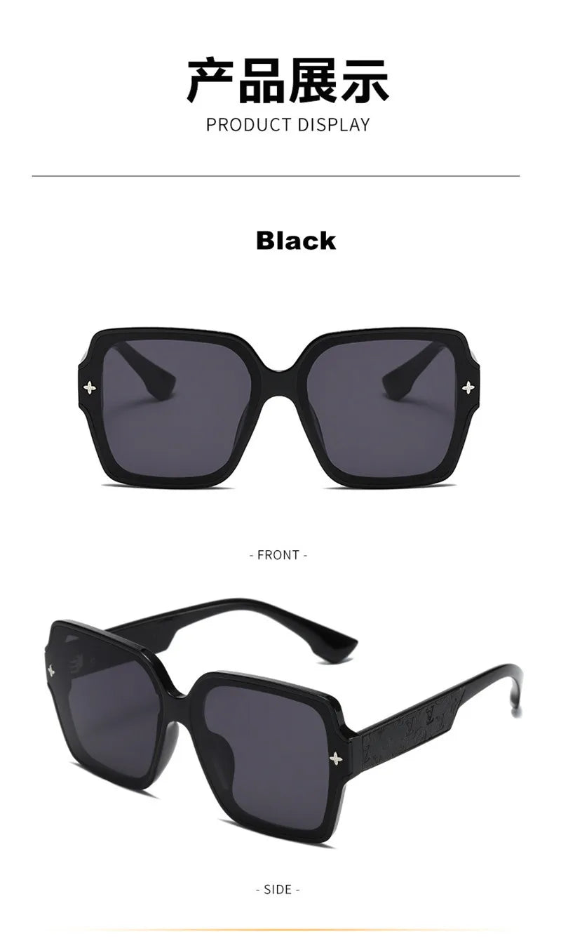 Fashion Square Frame Sunglasses for Women Luxury UV Protection Large Frame