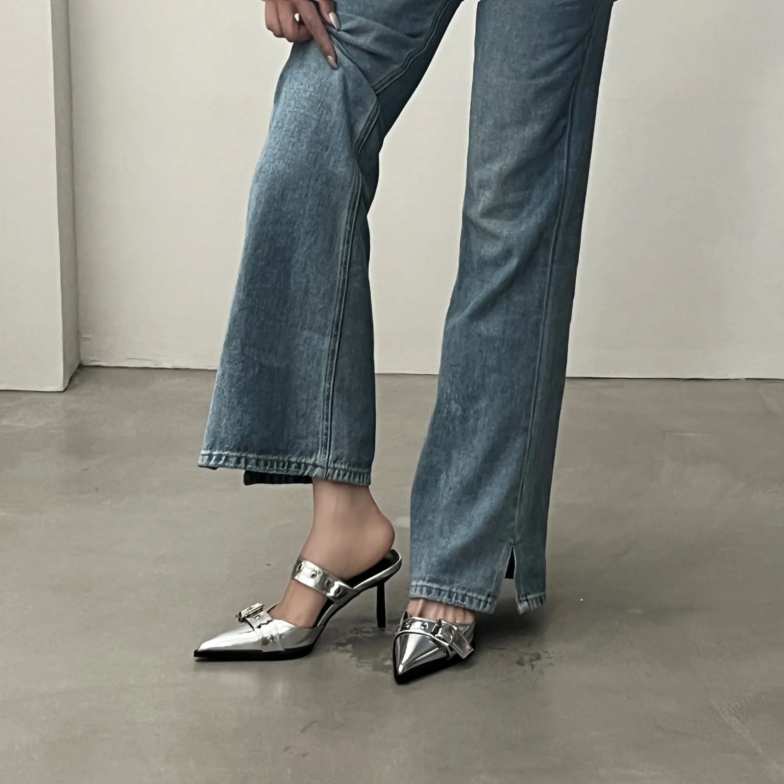 NEW Pointed Belt Buckle Thin Heel Belt Buckle Single Shoes Women's  High-heeled elegant shoes !!