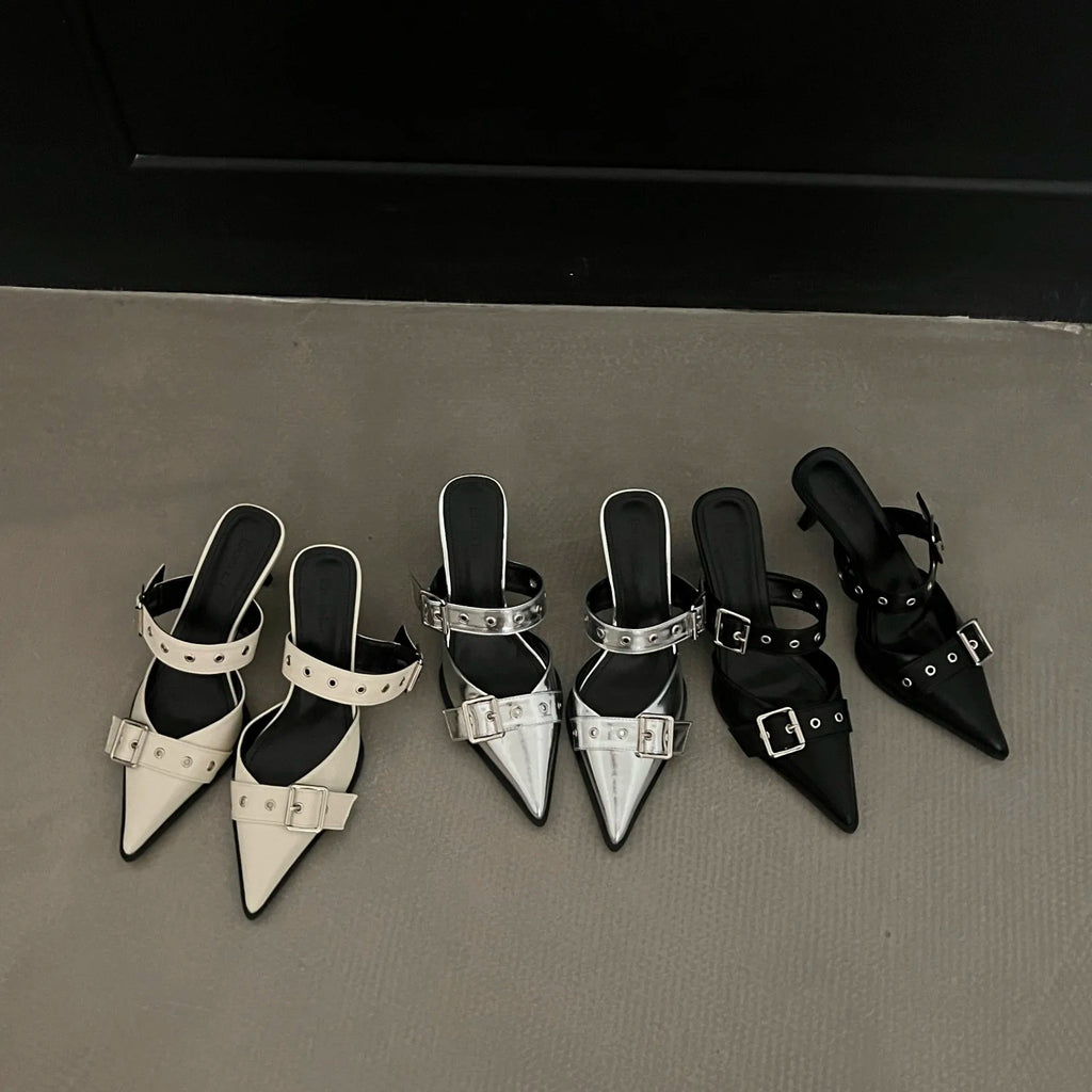 NEW Pointed Belt Buckle Thin Heel Belt Buckle Single Shoes Women's  High-heeled elegant shoes !!