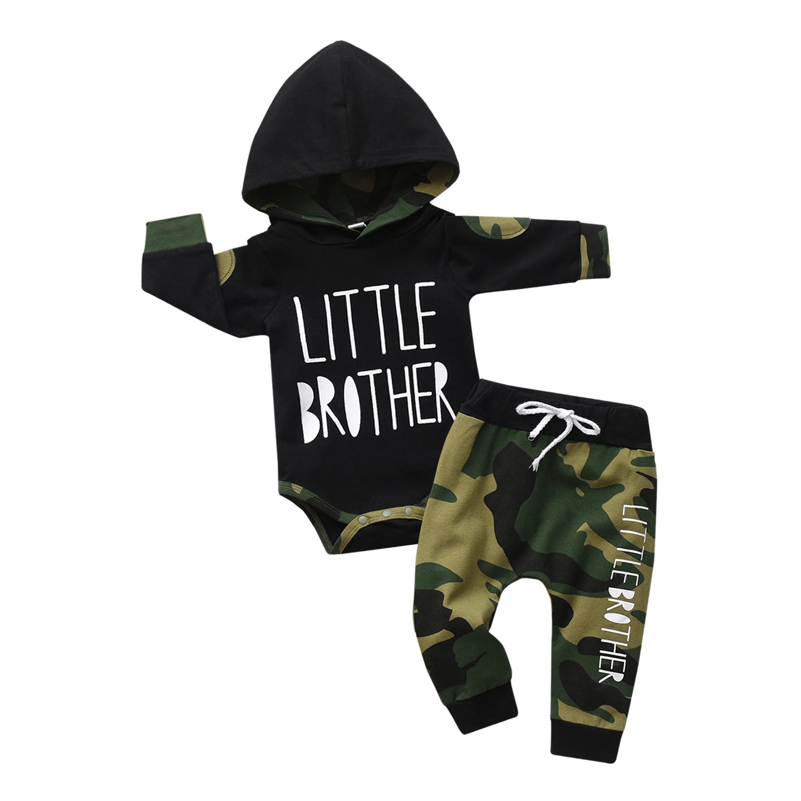 Fall New infant Baby Boy Clothes Set Toddler Boys Long Sleeve Hooded Romper Top Camo Drawstring Pants Newborn Outfit