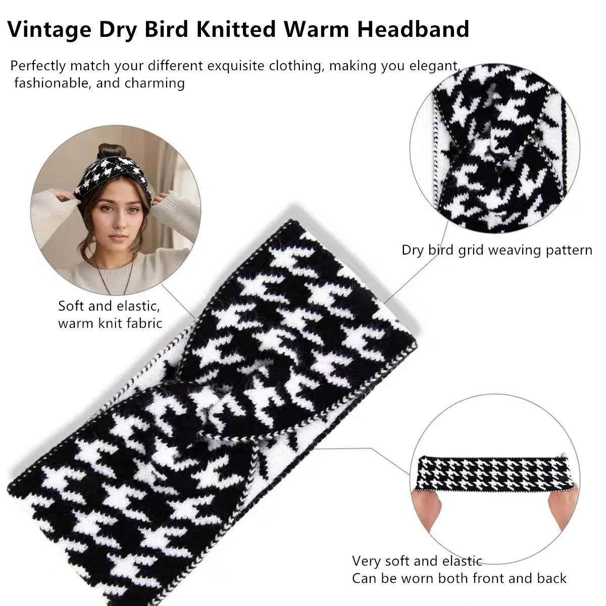 5PCS/3PCS Set Knitted Thousand Fashion Women's Headbands Retro Warm High Elasticity Hairband