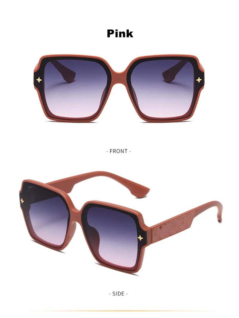 Fashion Square Frame Sunglasses for Women Luxury UV Protection Large Frame