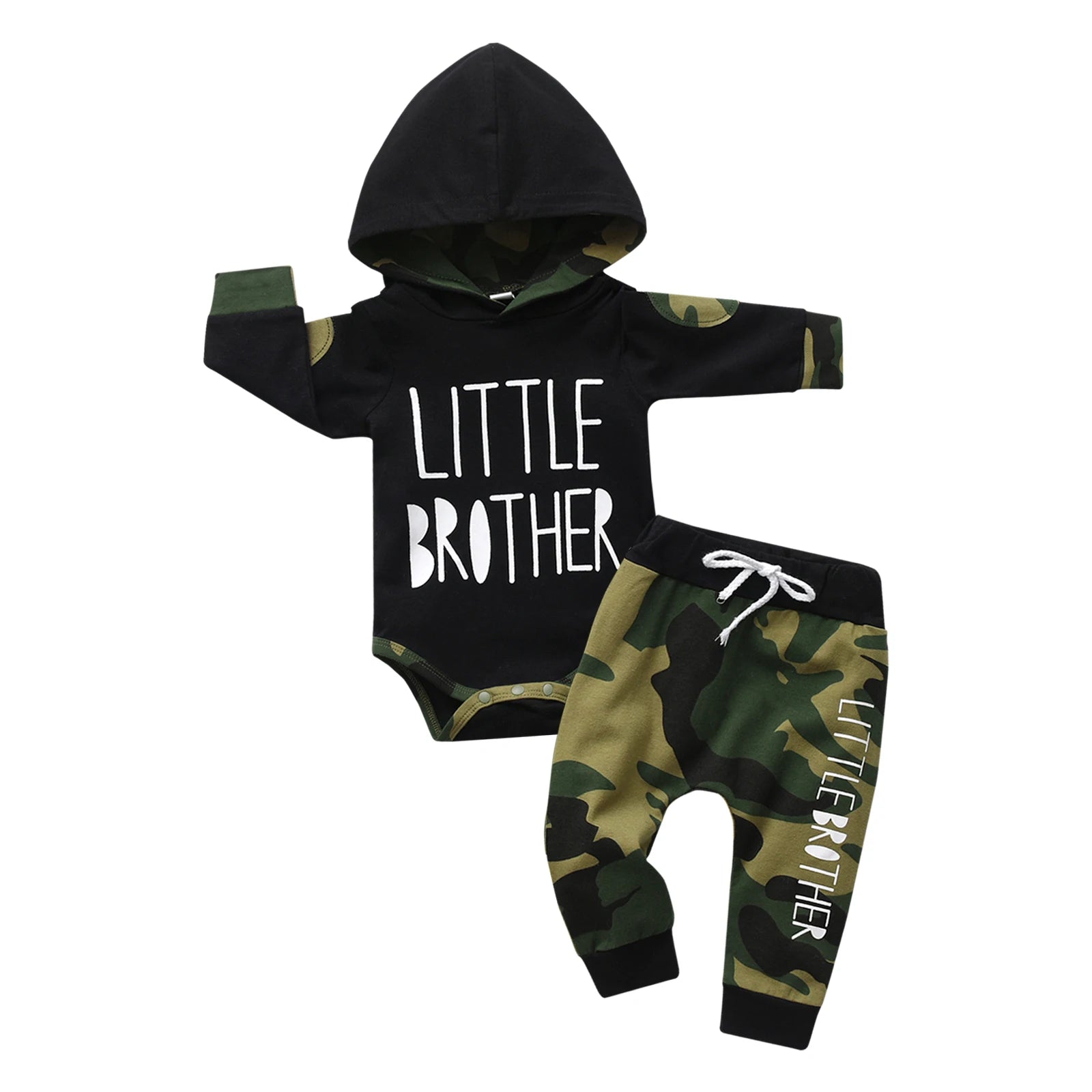 Fall New infant Baby Boy Clothes Set Toddler Boys Long Sleeve Hooded Romper Top Camo Drawstring Pants Newborn Outfit