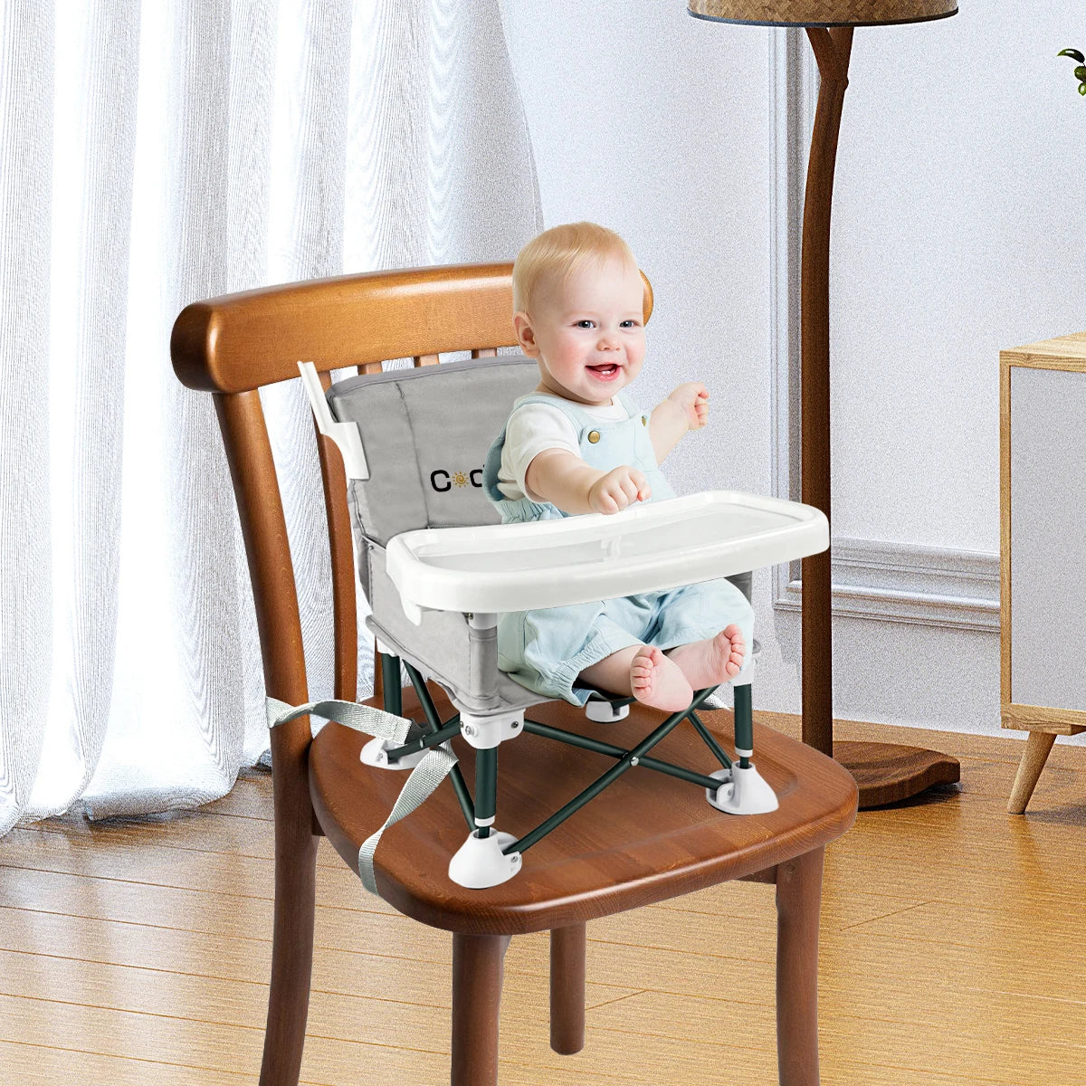 Portable dining chair for children, light and folding, removable dining plate, Suitable for dining at home and outdoor picnickin