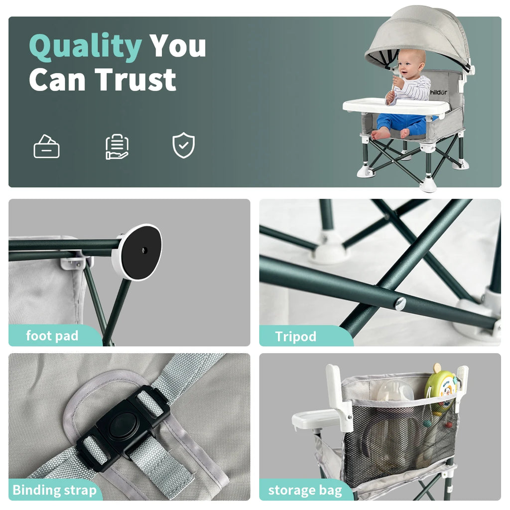 Portable dining chair for children, light and folding, removable dining plate, Suitable for dining at home and outdoor picnickin