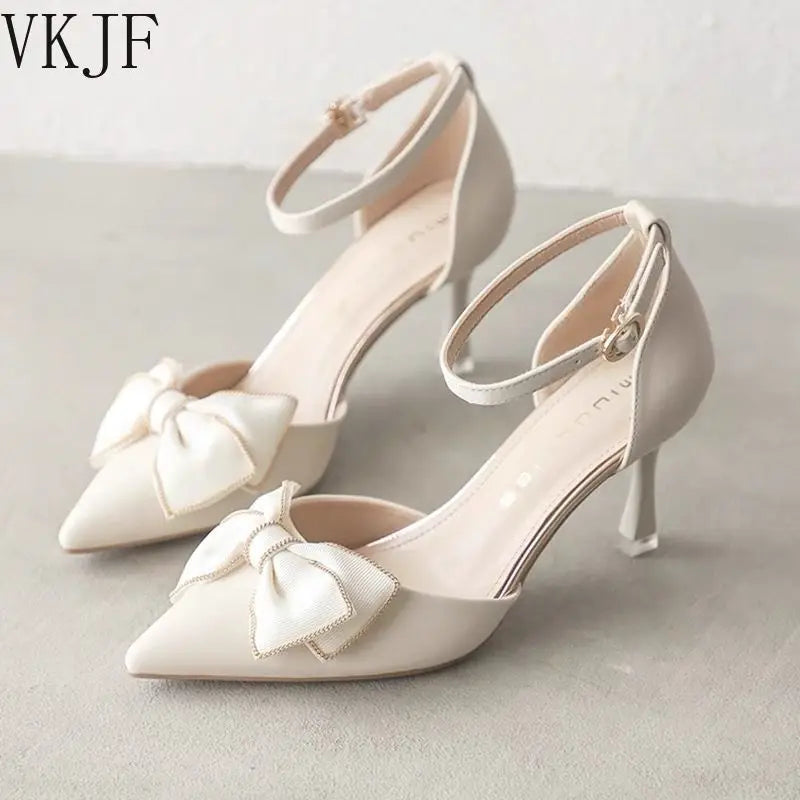 Medium Heel Women's Shoes Pointed Toe Butterfly Stilettos Elegant  Weddings Bridal Party Designer heels