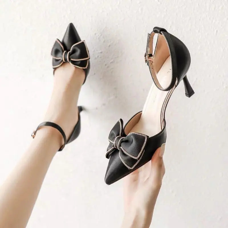 Medium Heel Women's Shoes Pointed Toe Butterfly Stilettos Elegant  Weddings Bridal Party Designer heels
