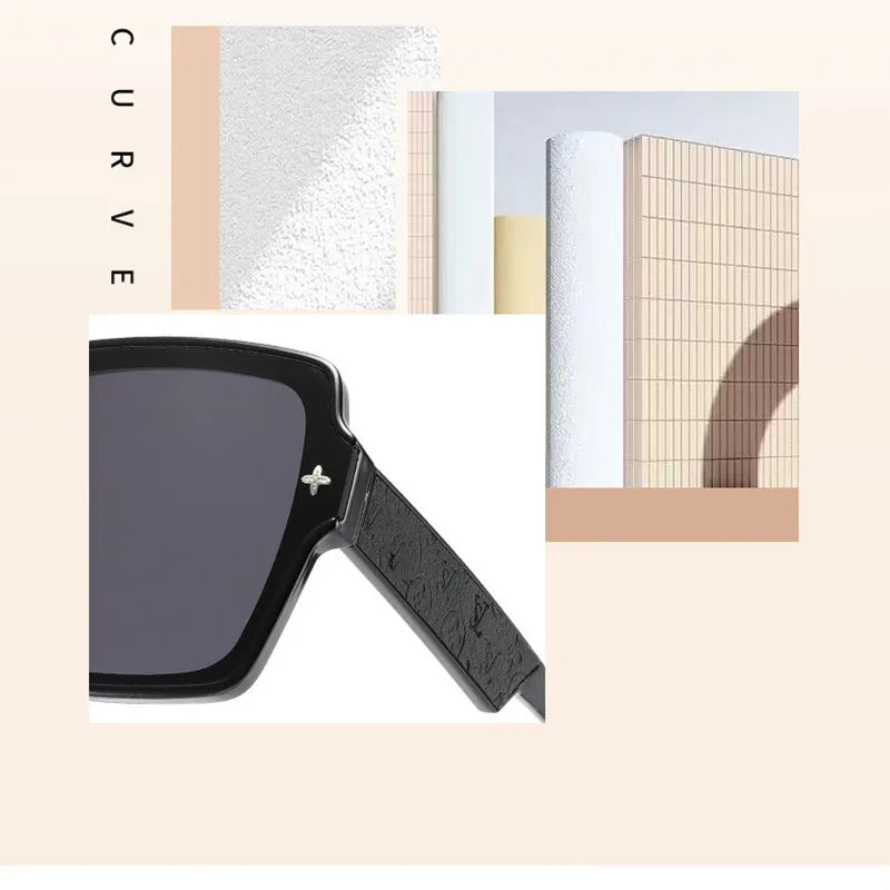 Fashion Square Frame Sunglasses for Women Luxury UV Protection Large Frame