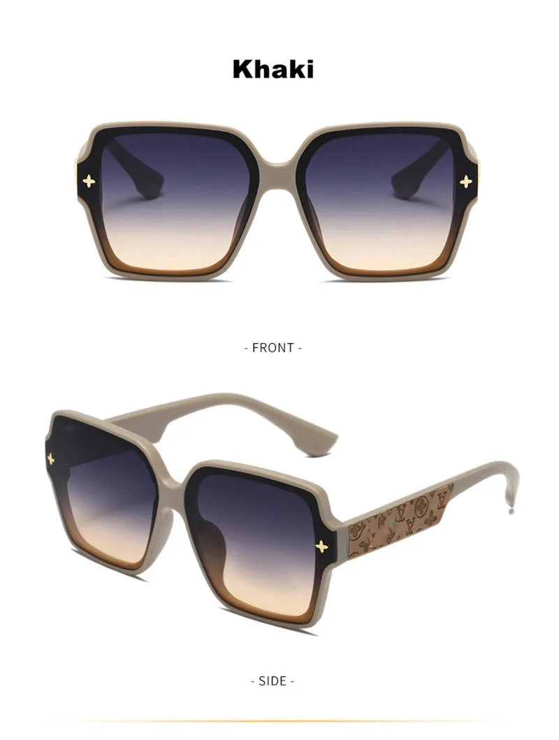 Fashion Square Frame Sunglasses for Women Luxury UV Protection Large Frame