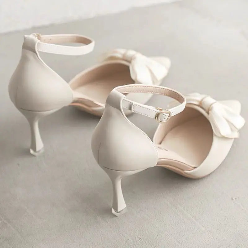 Medium Heel Women's Shoes Pointed Toe Butterfly Stilettos Elegant  Weddings Bridal Party Designer heels