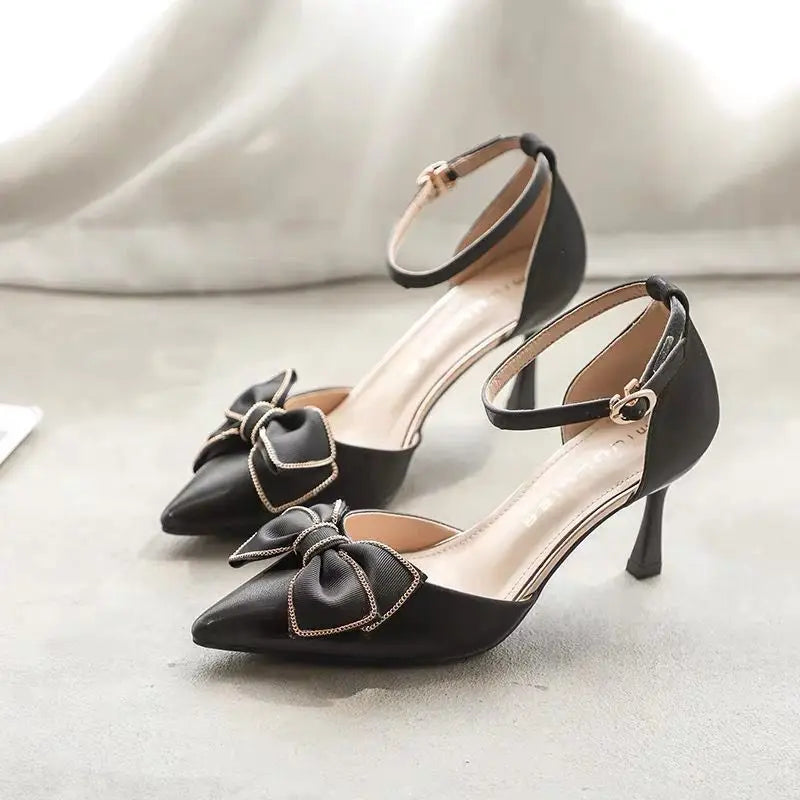 Medium Heel Women's Shoes Pointed Toe Butterfly Stilettos Elegant  Weddings Bridal Party Designer heels