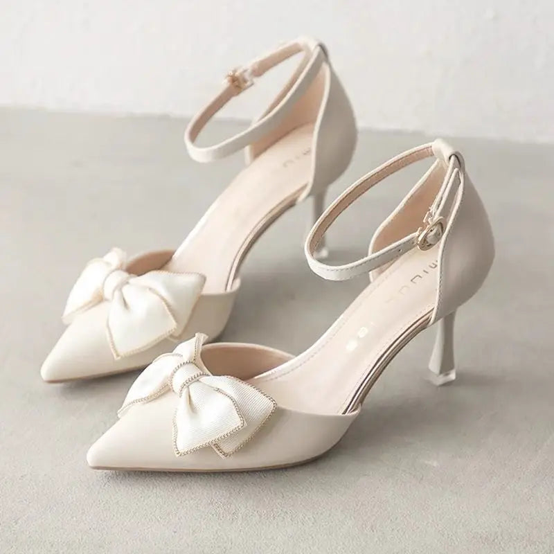 Medium Heel Women's Shoes Pointed Toe Butterfly Stilettos Elegant  Weddings Bridal Party Designer heels