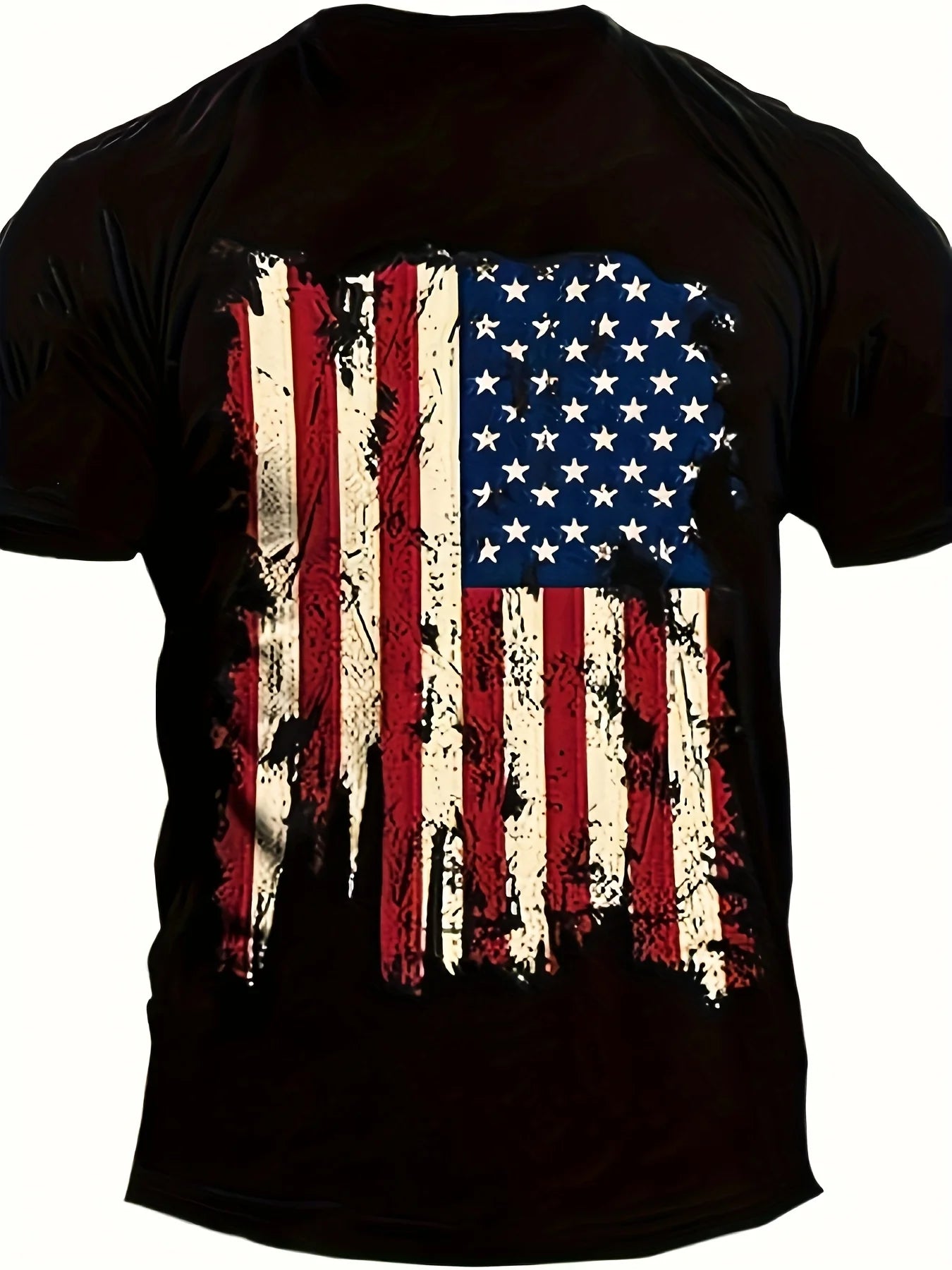 Patriotic American Flag T-Shirt for Men - 100% Cotton, Red White & Blue Stars and Stripes Design
