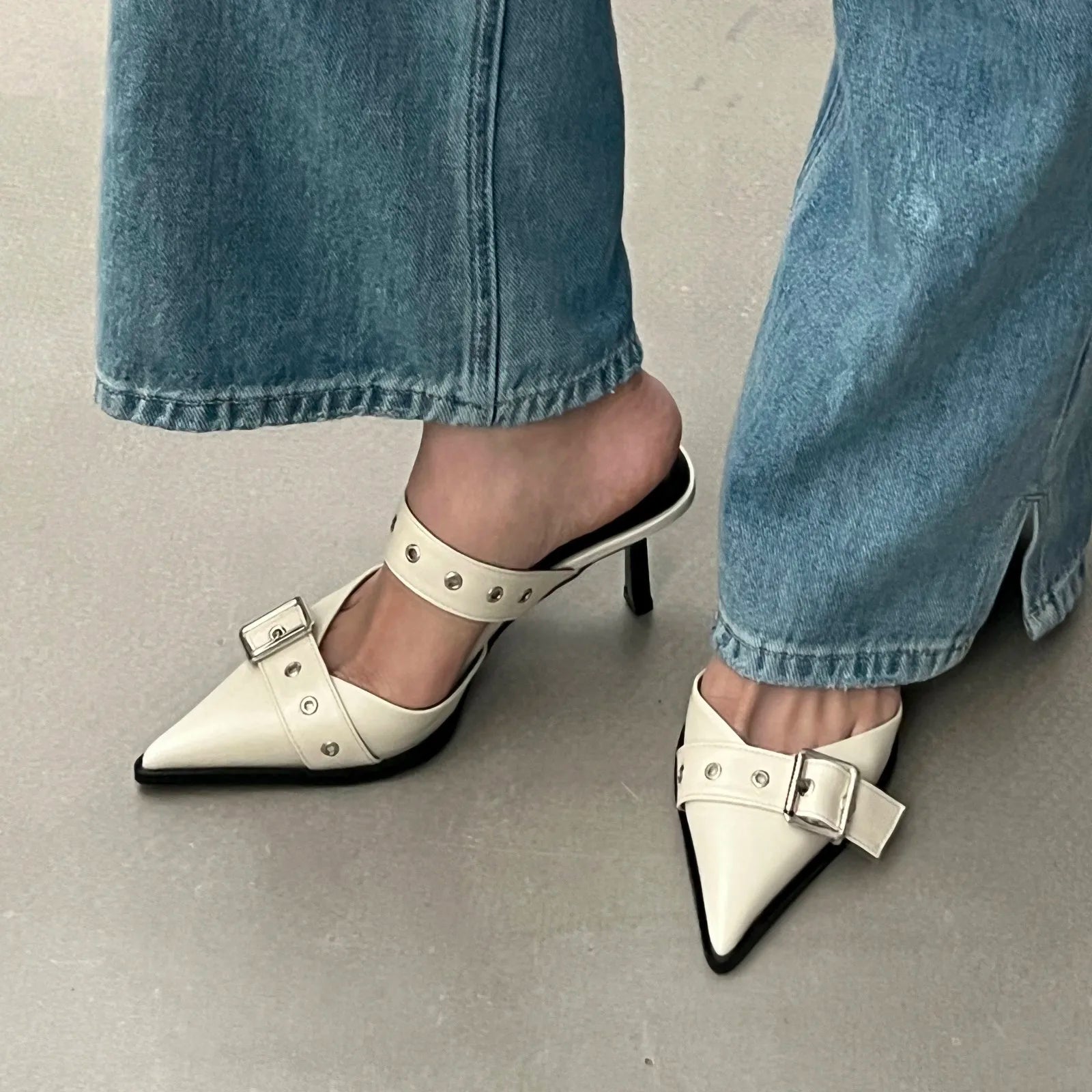 NEW Pointed Belt Buckle Thin Heel Belt Buckle Single Shoes Women's  High-heeled elegant shoes !!
