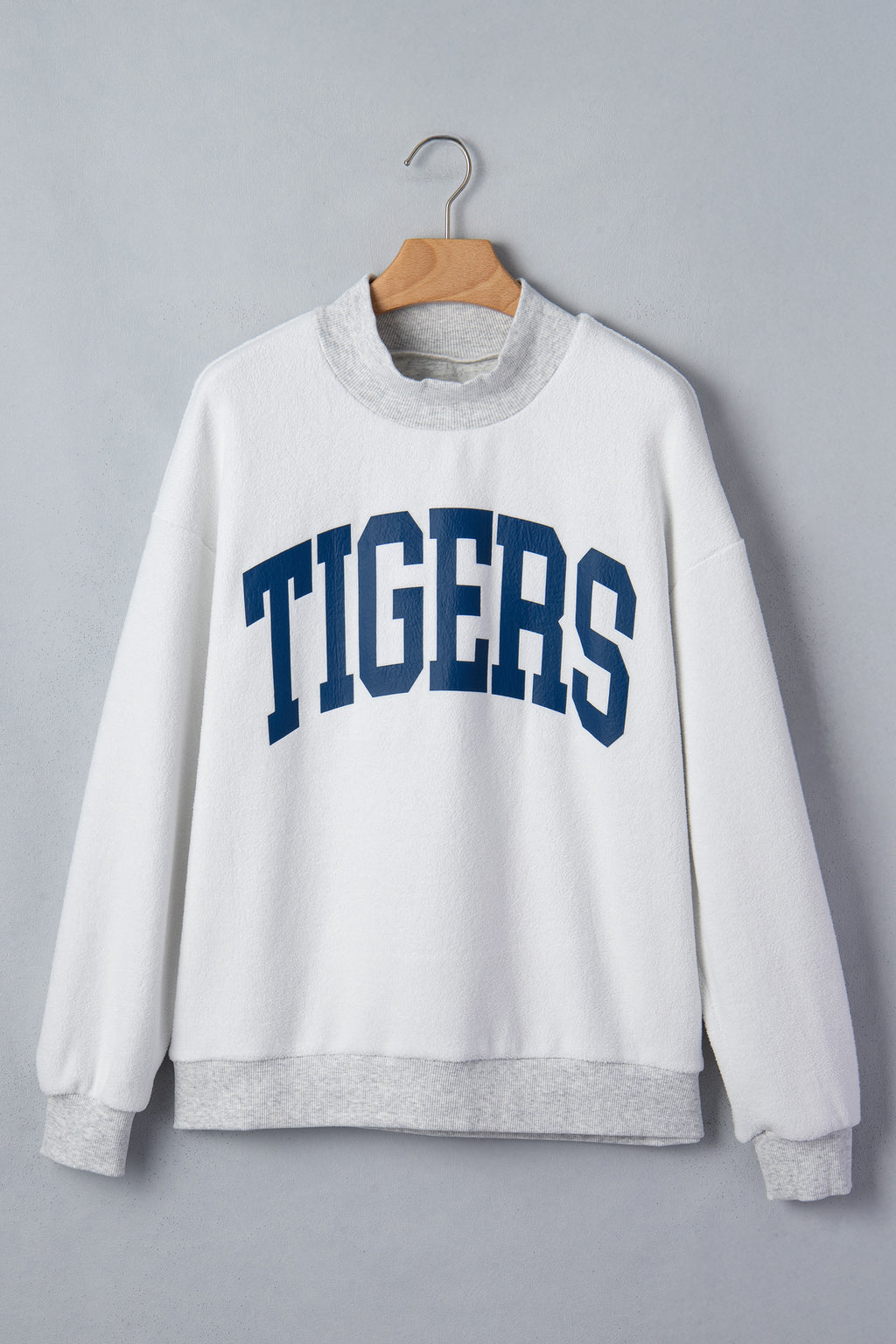 Light Grey AU/ TIGERS Reversible Printed Mock Neck Sweatshirt