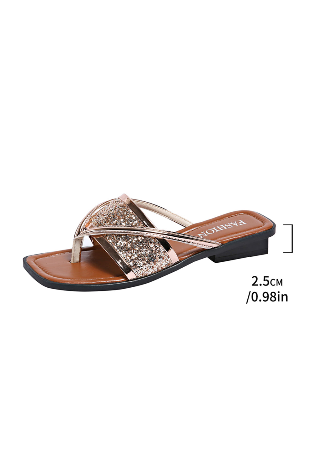 Gold Glitter Clip Toe Slippers