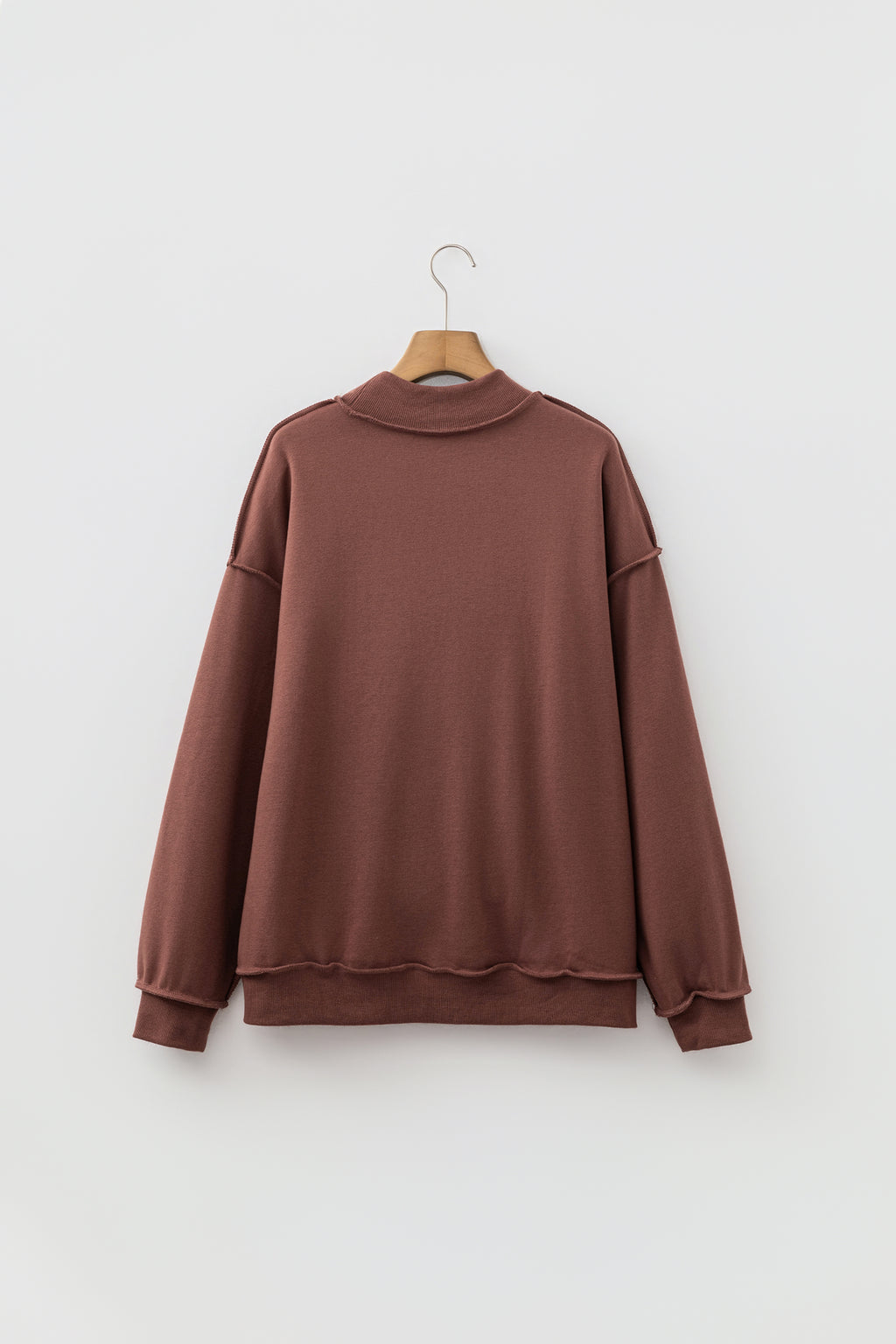 Carrot Oversize Drop Shoulder Reversible Mock Neck Sweatshirt