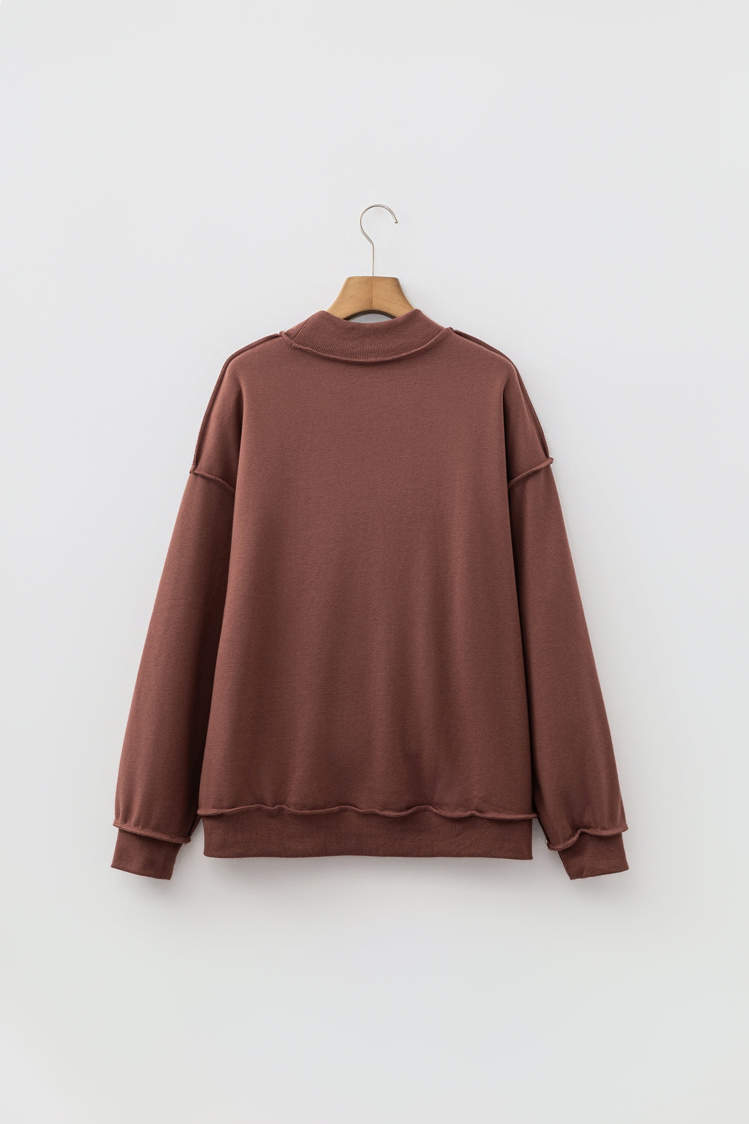 Carrot Oversize Drop Shoulder Reversible Mock Neck Sweatshirt