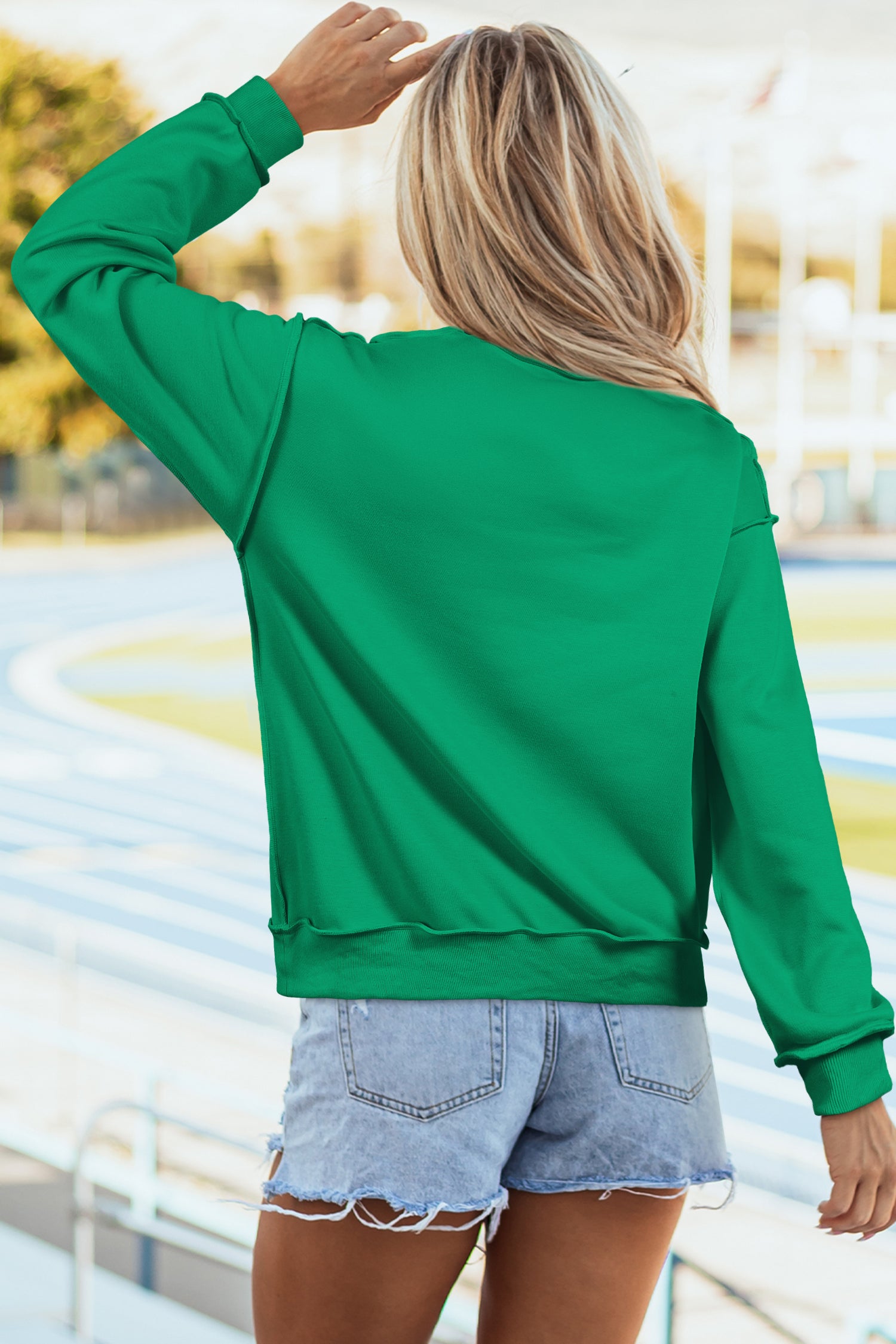 Carrot Oversize Drop Shoulder Reversible Mock Neck Sweatshirt