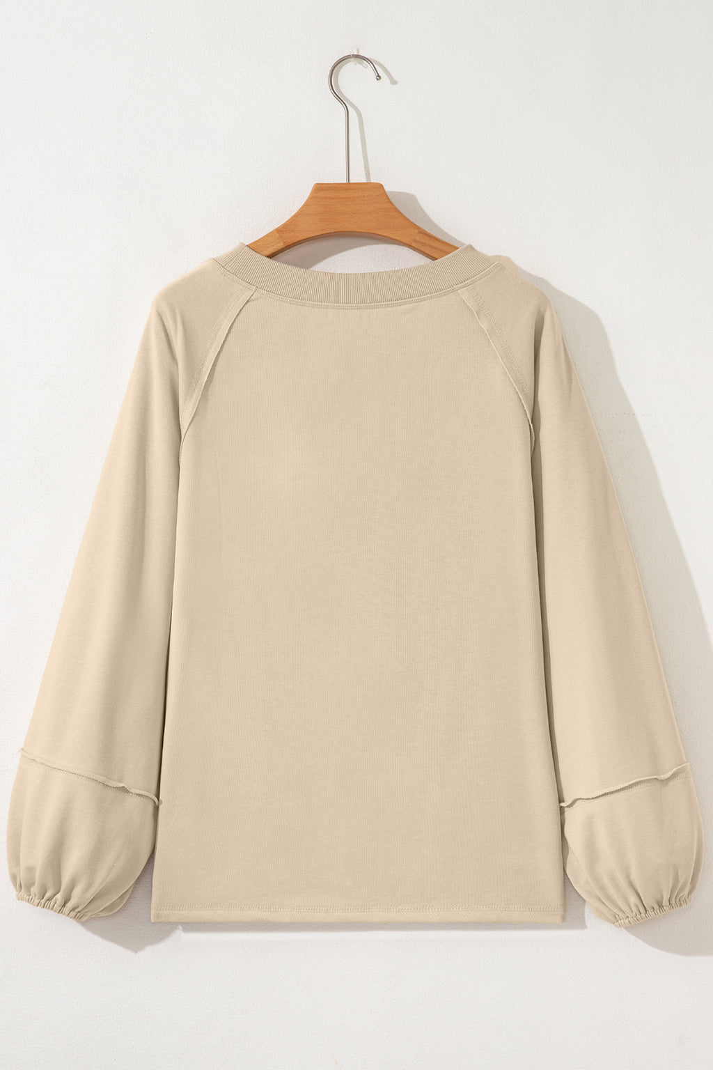 Beau Blue Solid Color Raw Seam Patchwork Baggy Sweatshirt