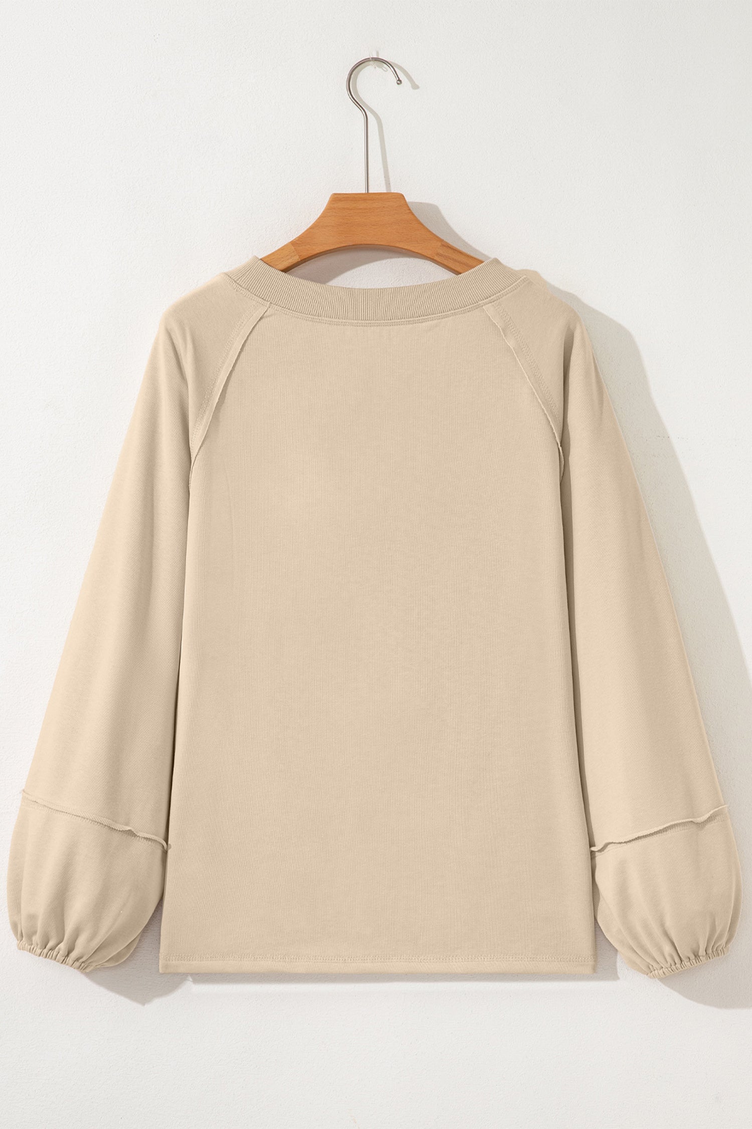 Beau Blue Solid Color Raw Seam Patchwork Baggy Sweatshirt