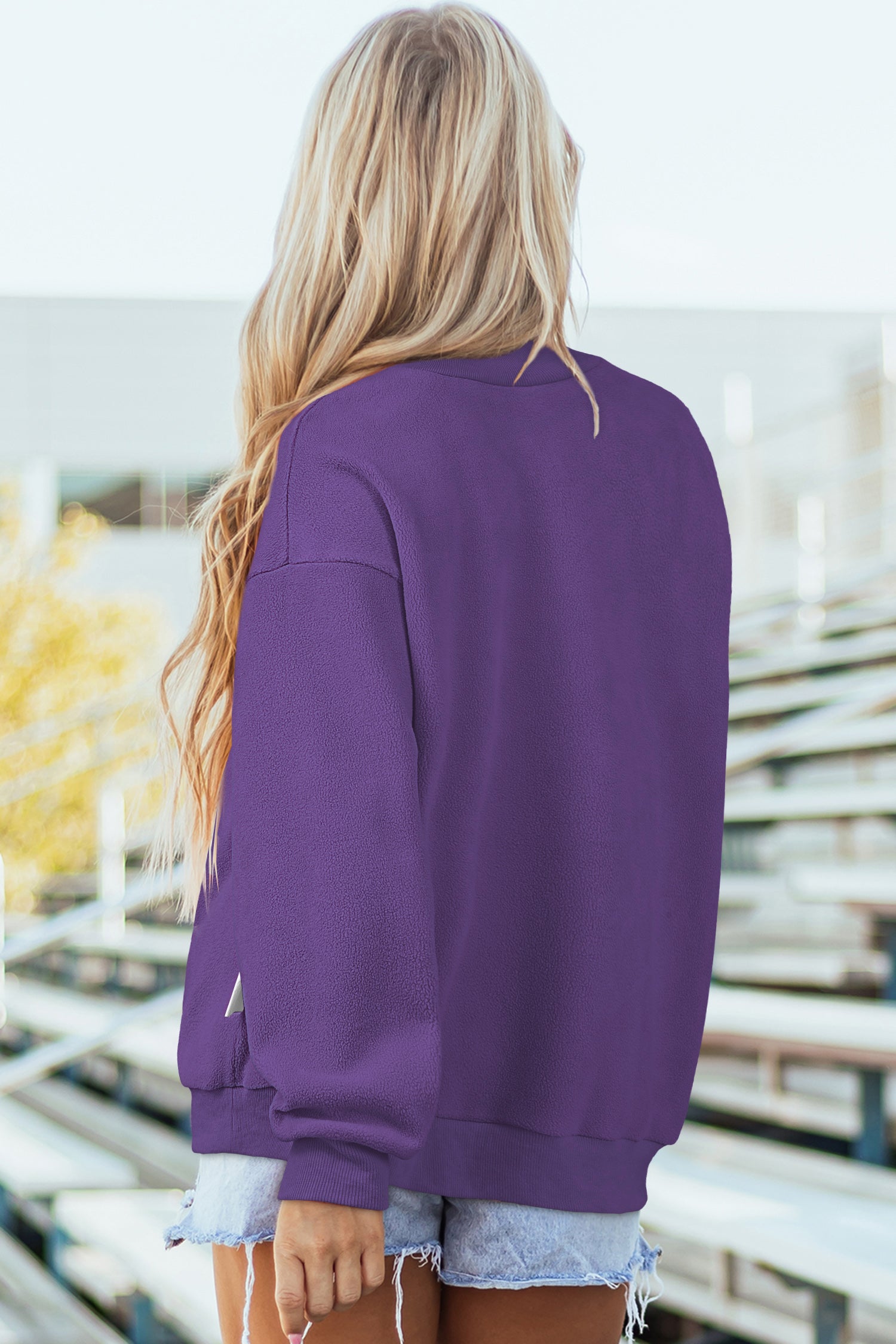 Carrot Oversize Drop Shoulder Reversible Mock Neck Sweatshirt