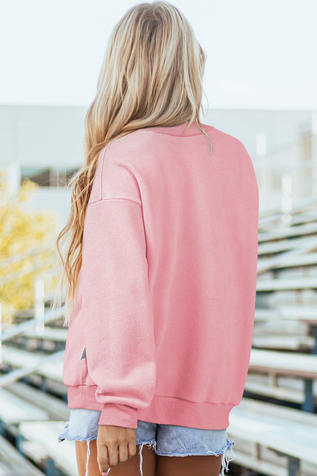 Carrot Oversize Drop Shoulder Reversible Mock Neck Sweatshirt