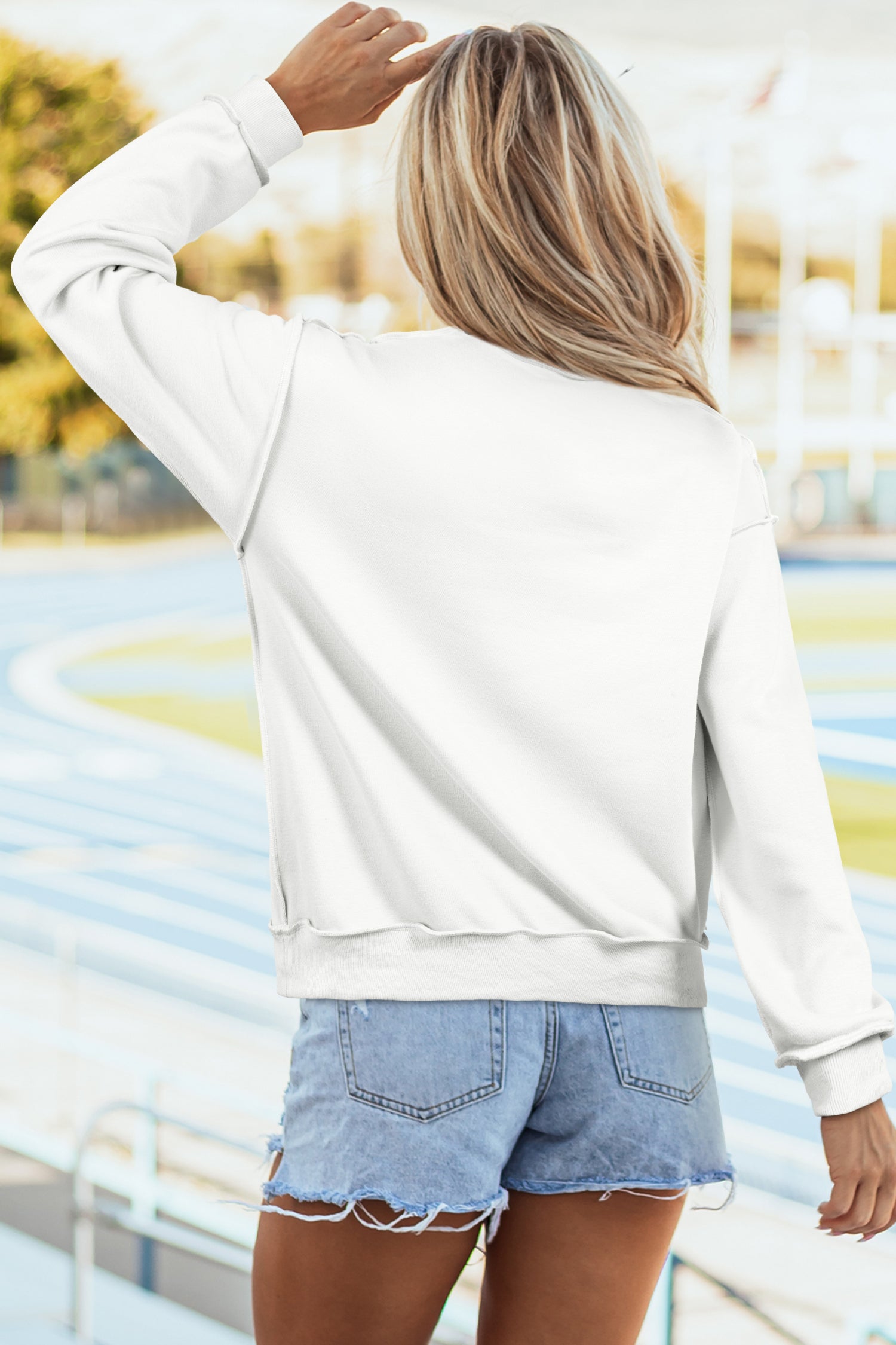 Carrot Oversize Drop Shoulder Reversible Mock Neck Sweatshirt