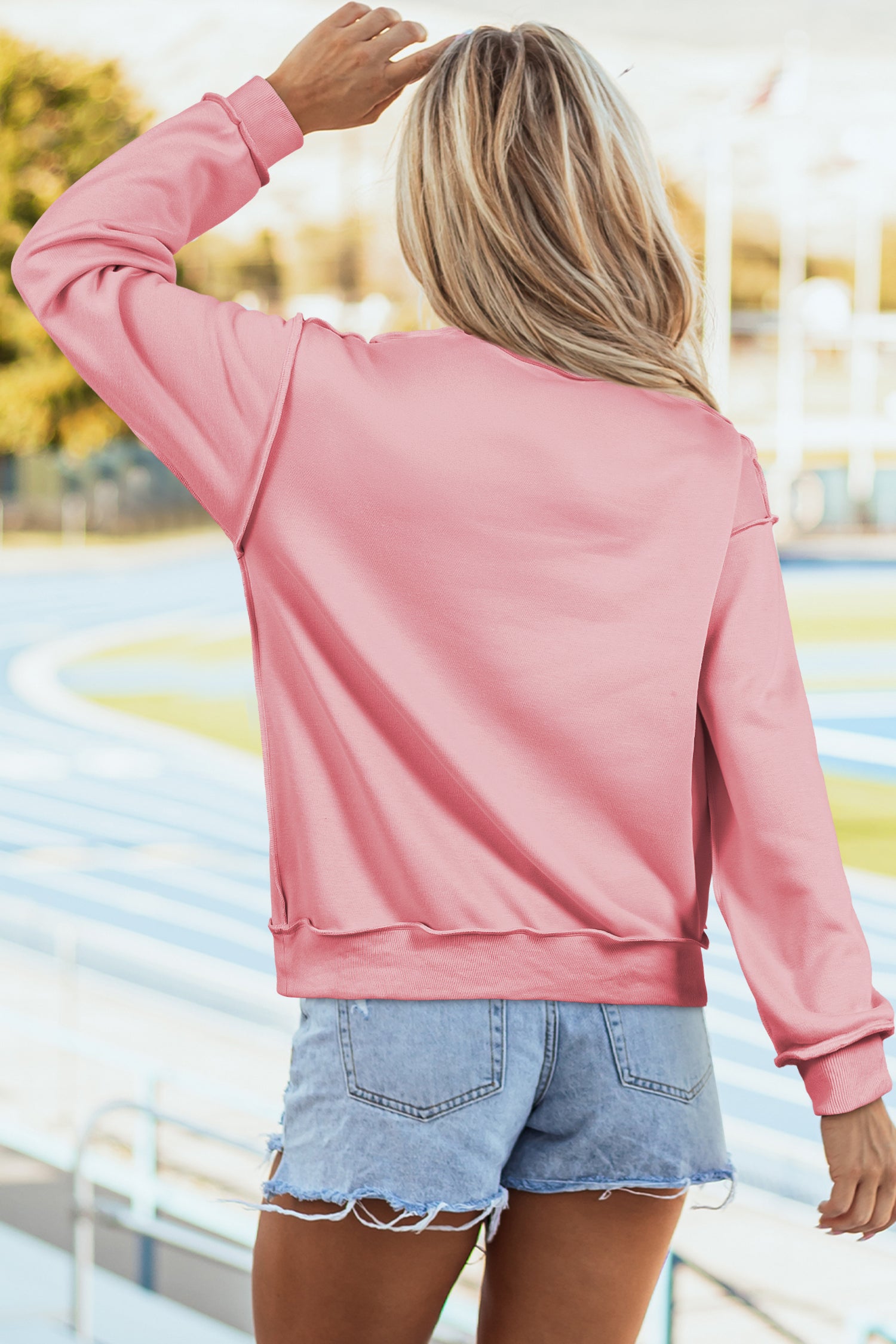 Carrot Oversize Drop Shoulder Reversible Mock Neck Sweatshirt