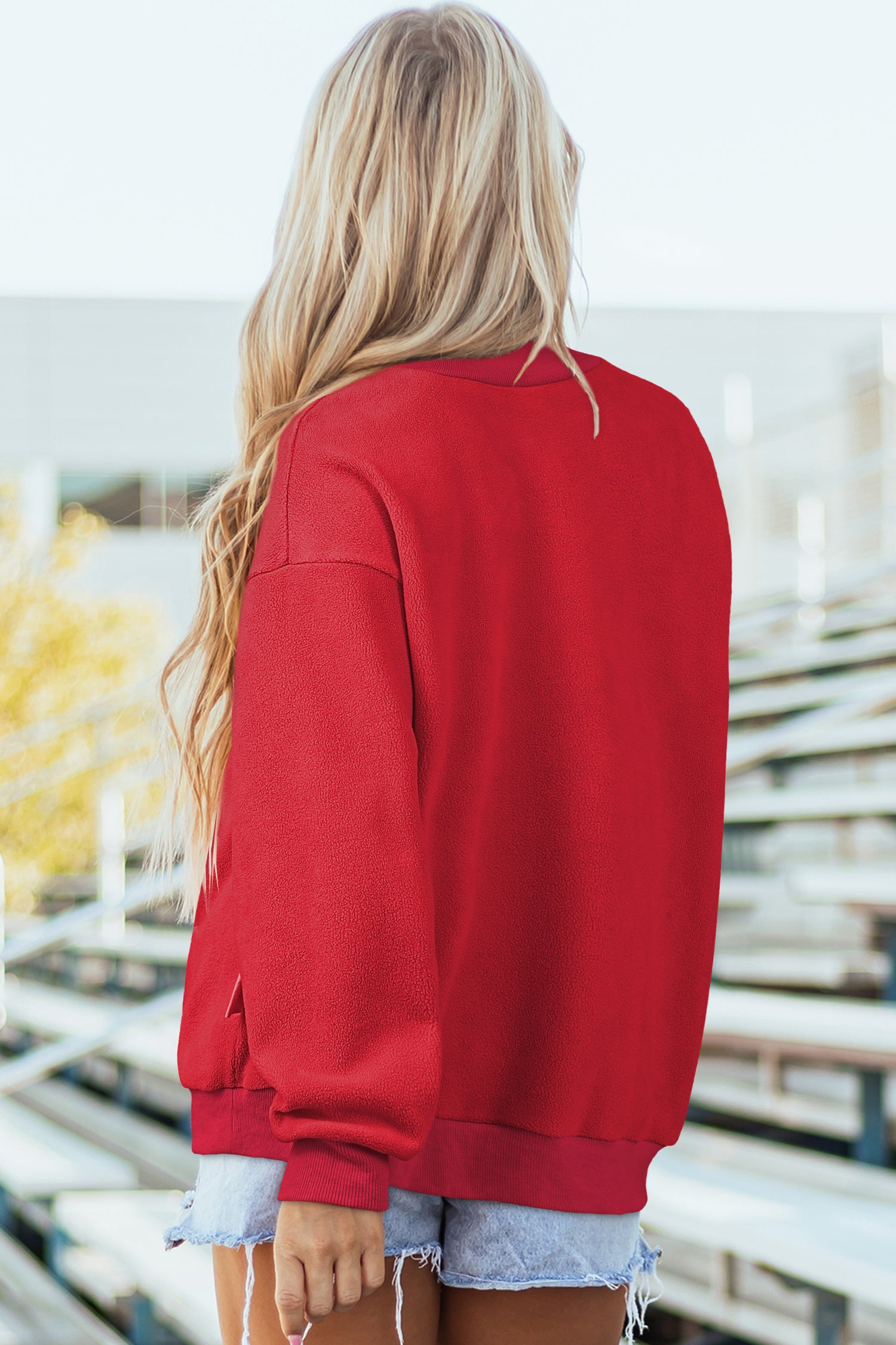 Carrot Oversize Drop Shoulder Reversible Mock Neck Sweatshirt