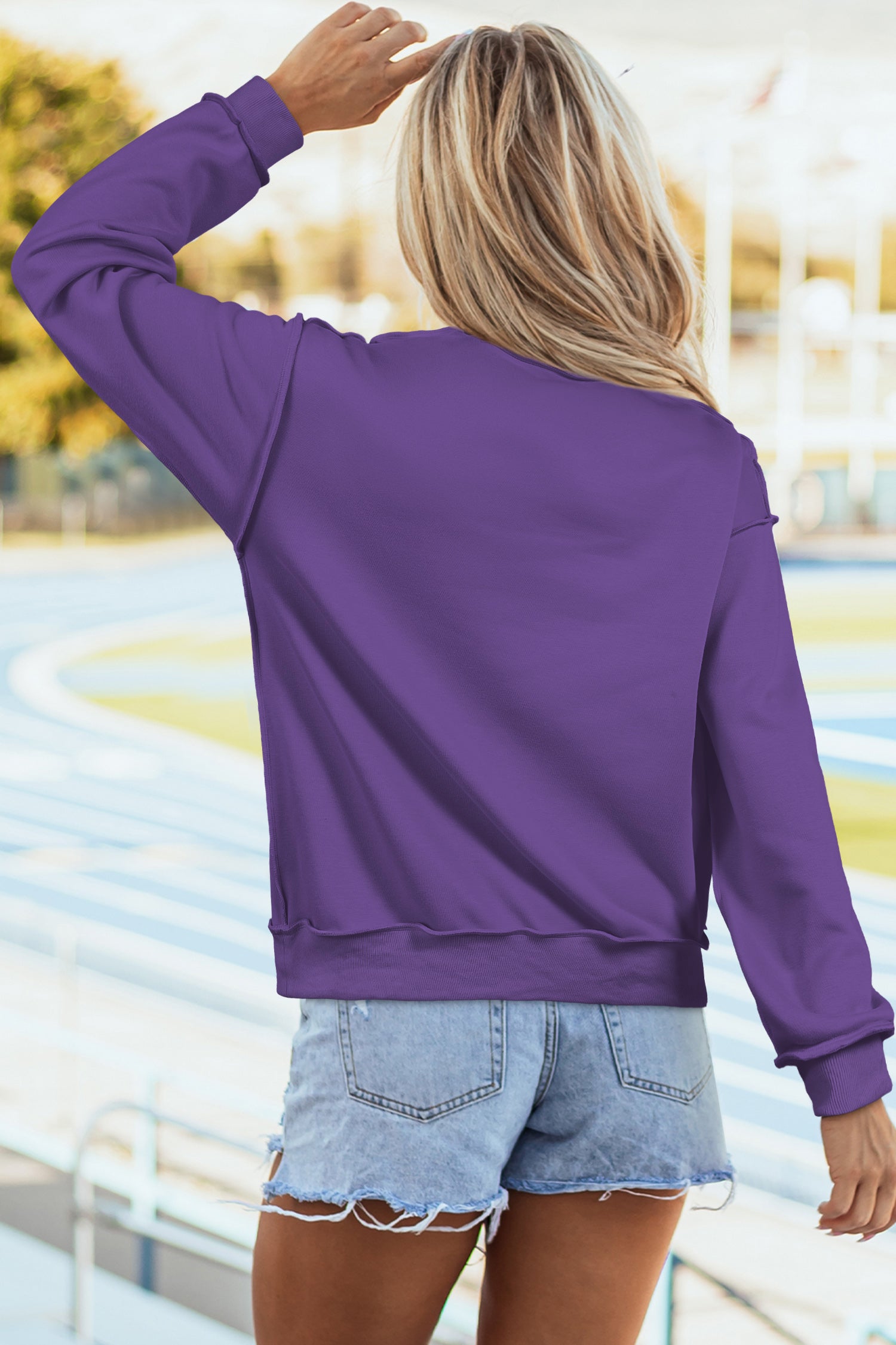 Carrot Oversize Drop Shoulder Reversible Mock Neck Sweatshirt