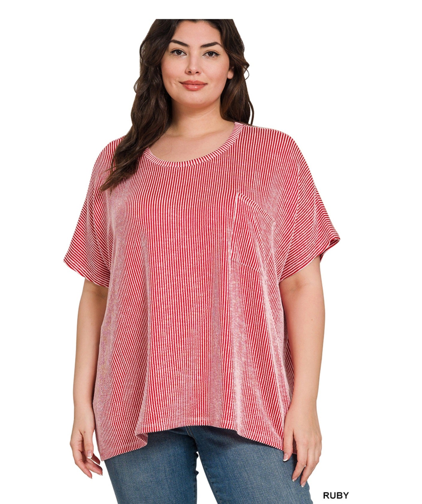 Ruby Red  color ribbed zenana top