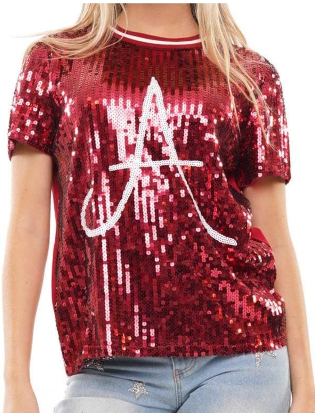 Alabama Crimson Sequin Top