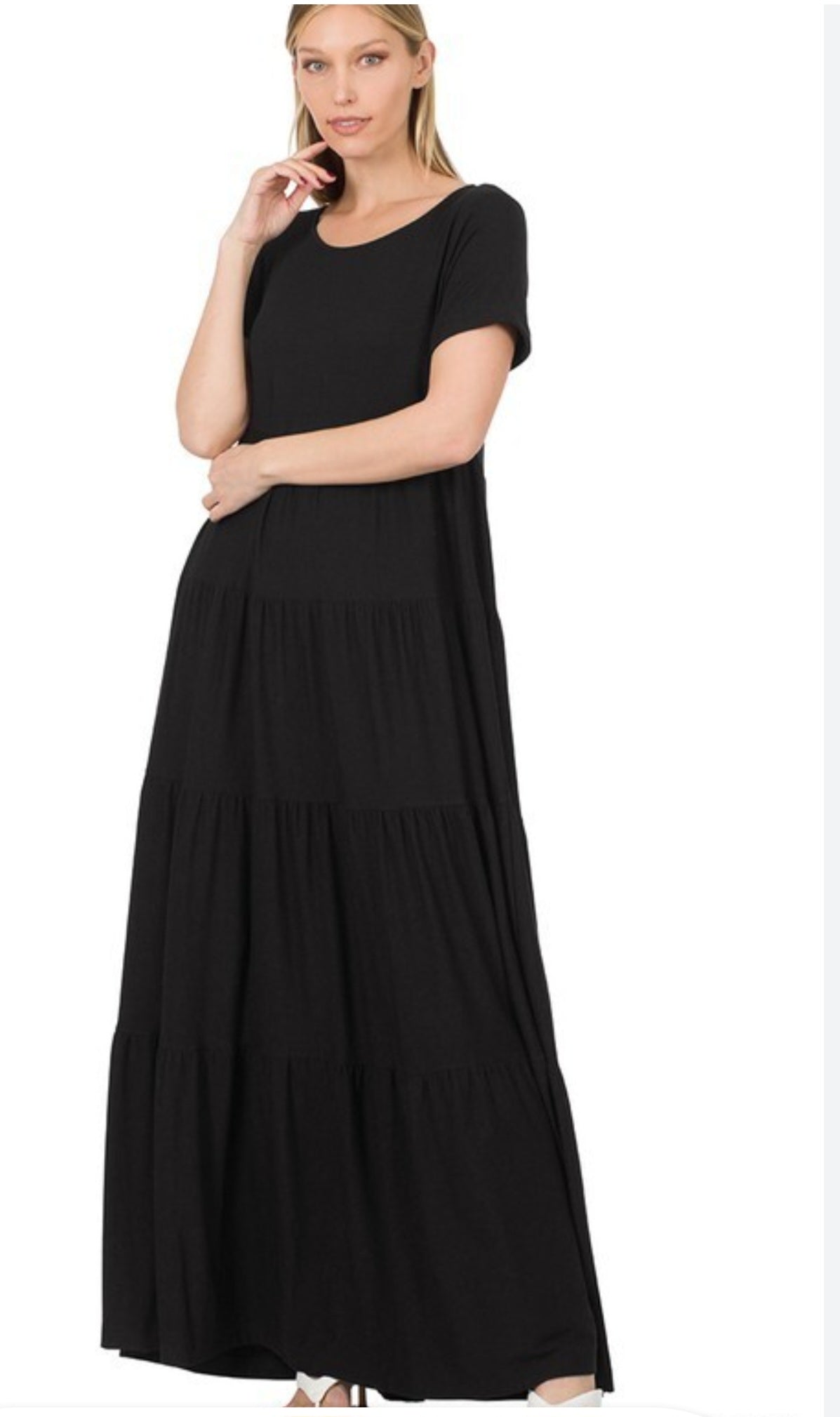 Black Tiered Maxi Length Dress
