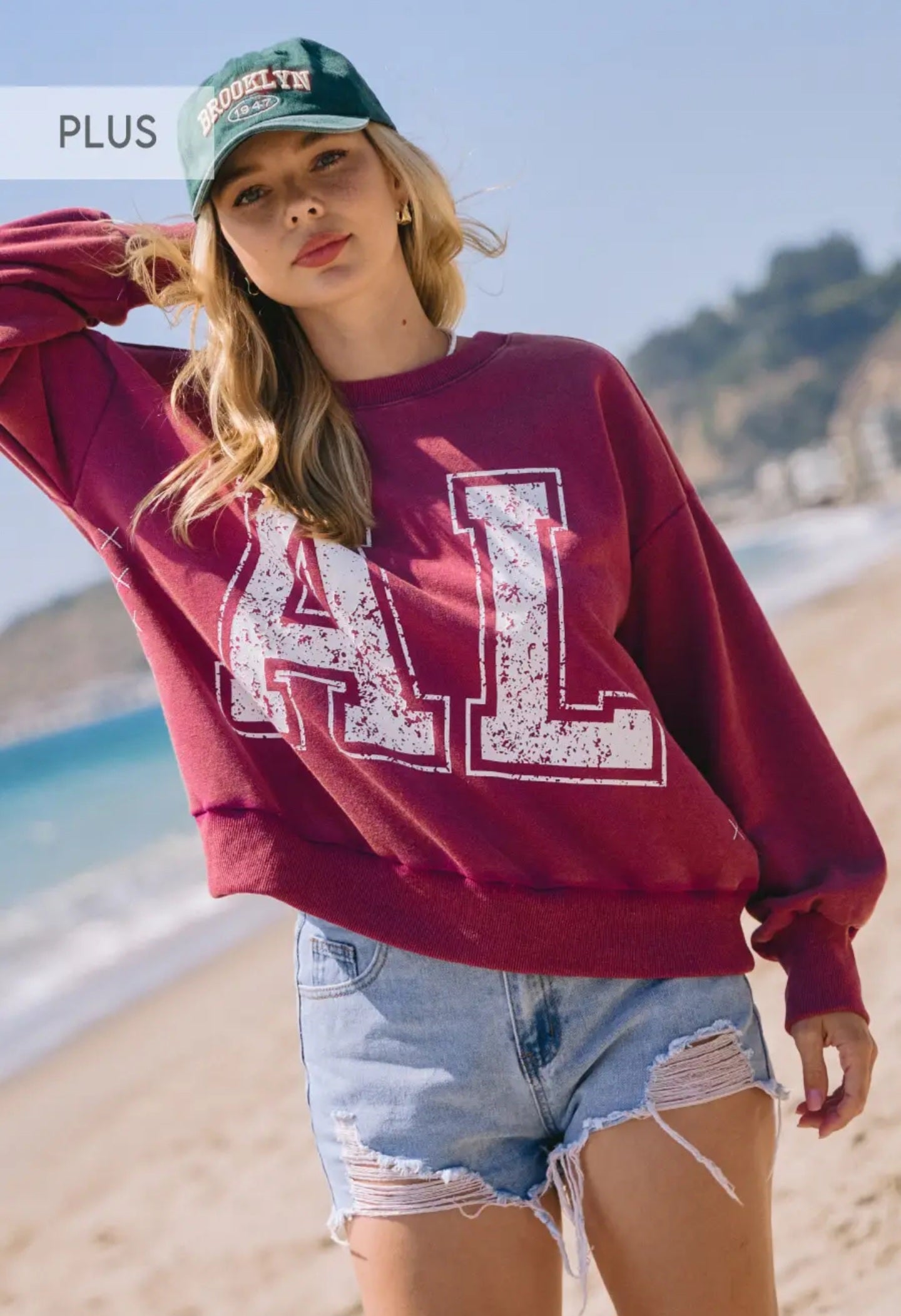 Plus size  Alabama Printed Acid Washed Sweatshirts