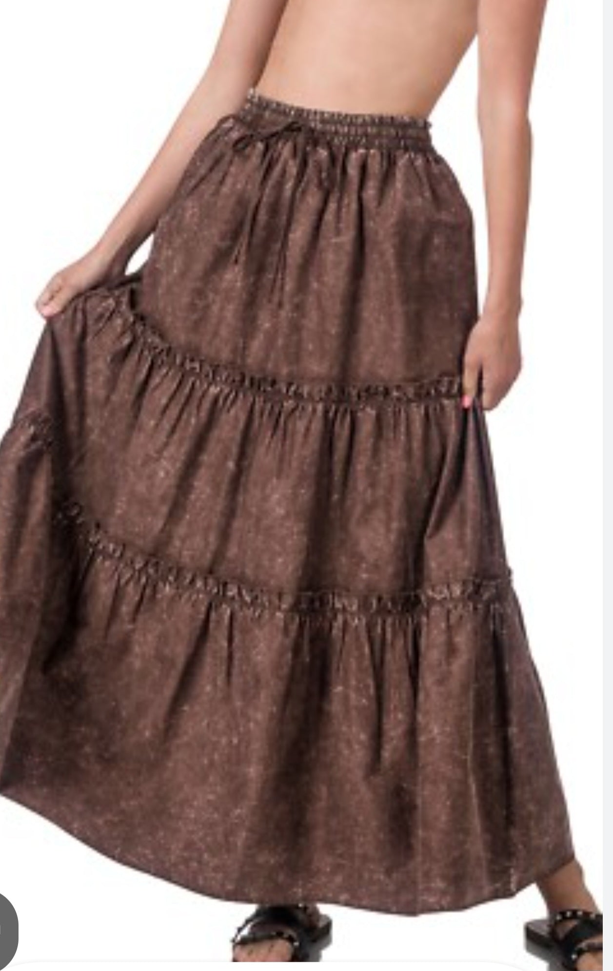 Brown Layered Skirt by Zenana