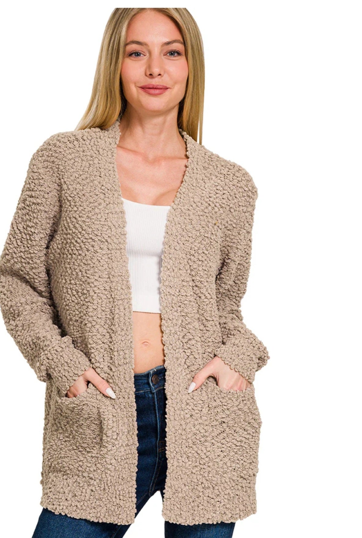 Zenana Beige  Popcorn Sweater