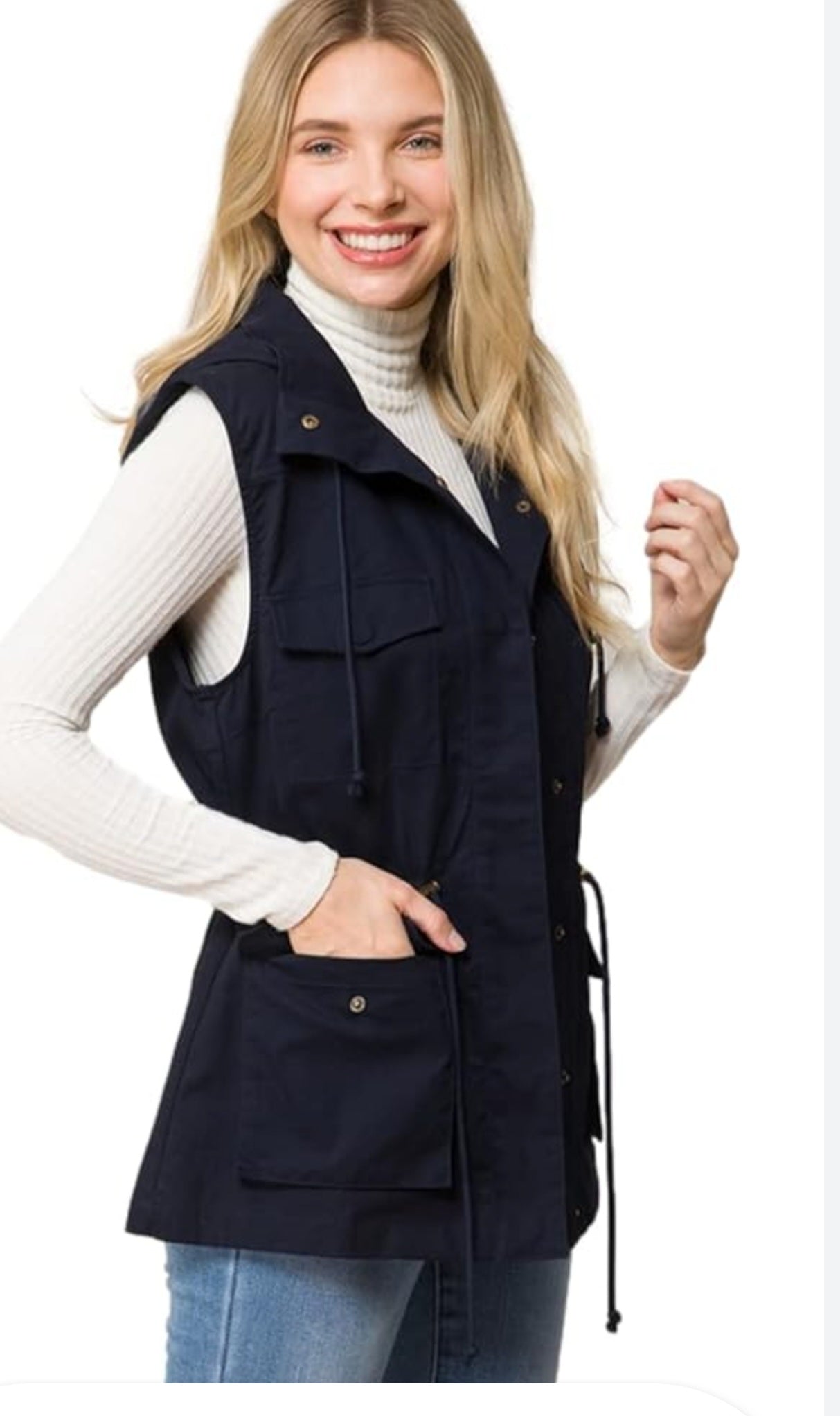 Beautiful Black Military Vest by Zenana