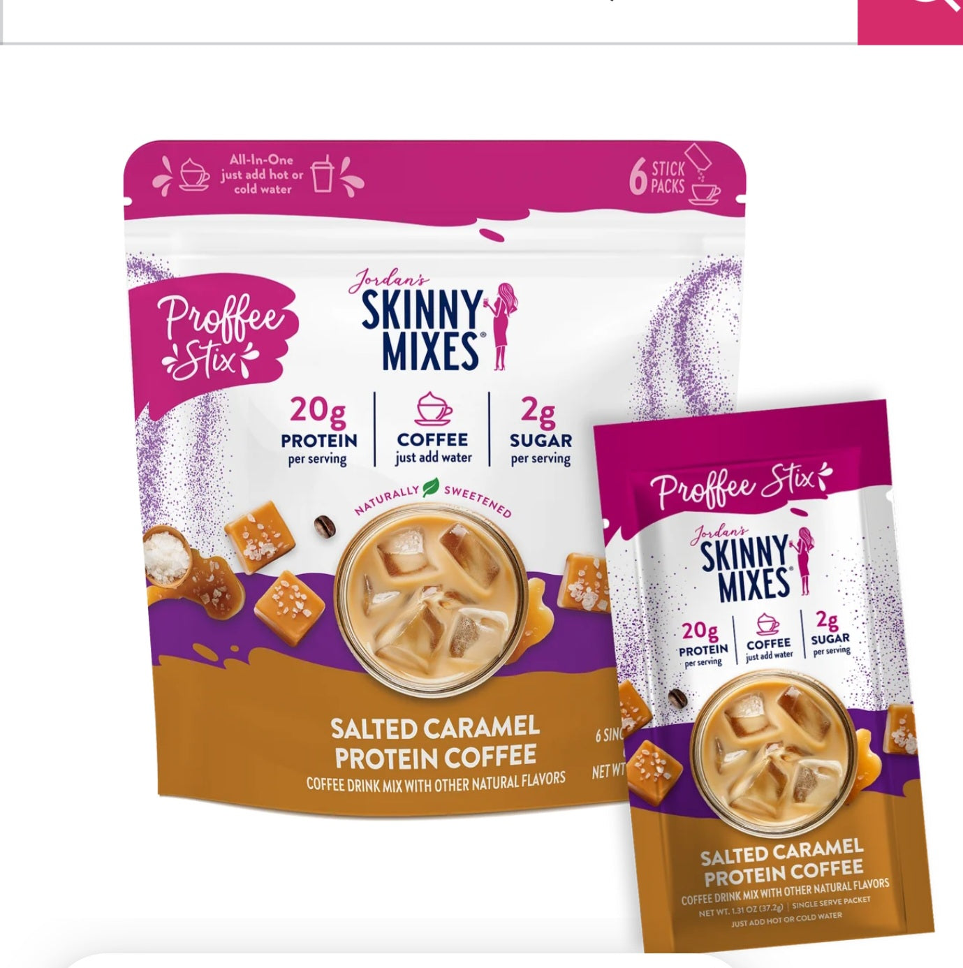 Jordan's skinny coffee mix ( 20grams of protein in each packet )