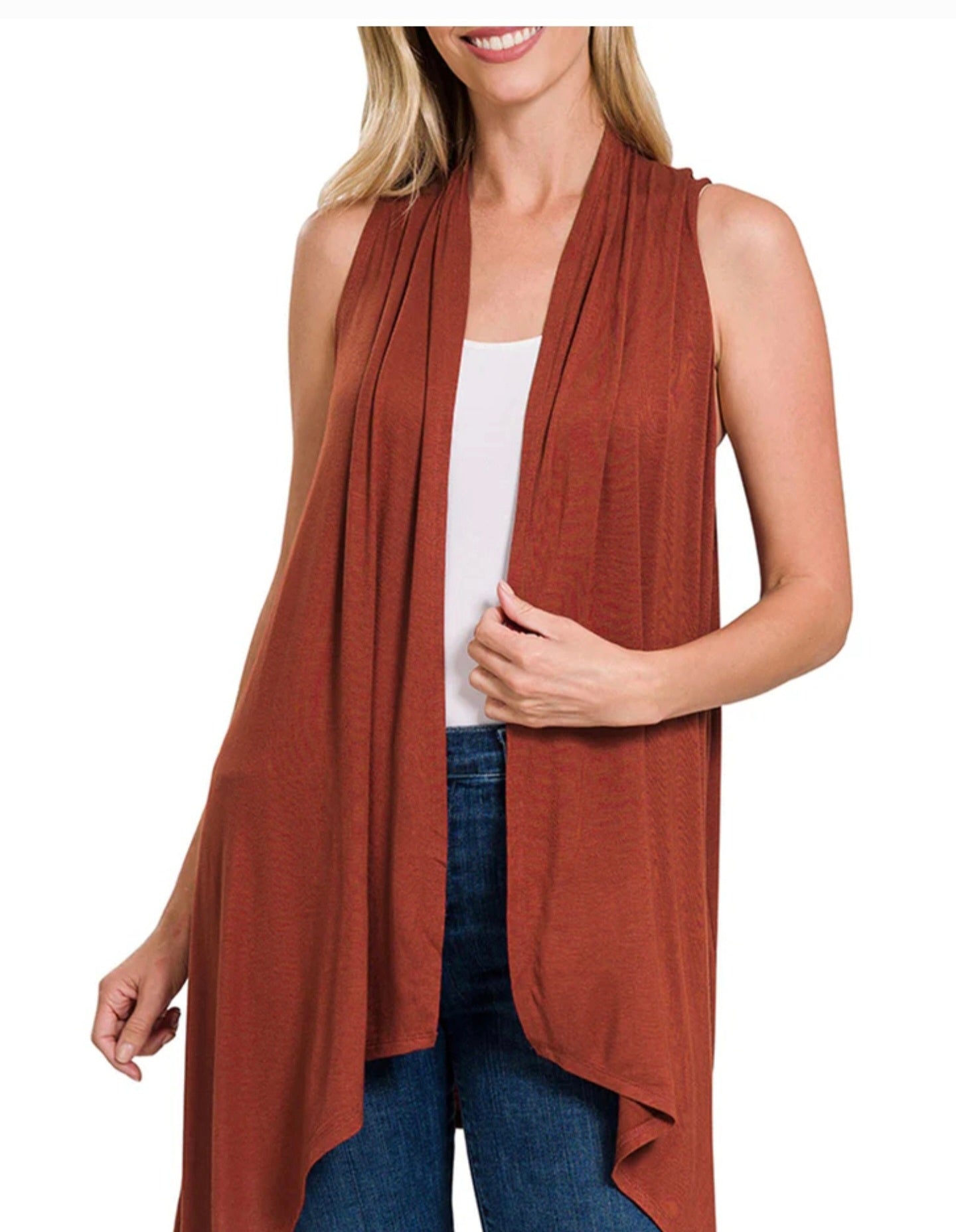 Burnt Orange Vest by Zenana