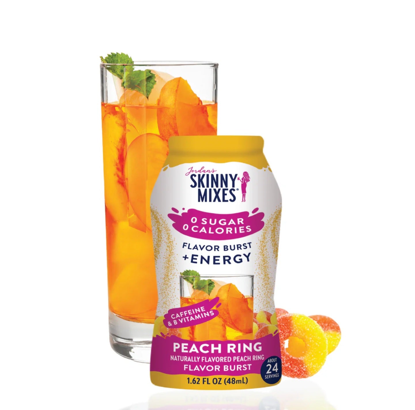 Mini Peach Ring energy flavored Jordan's skinny syrup