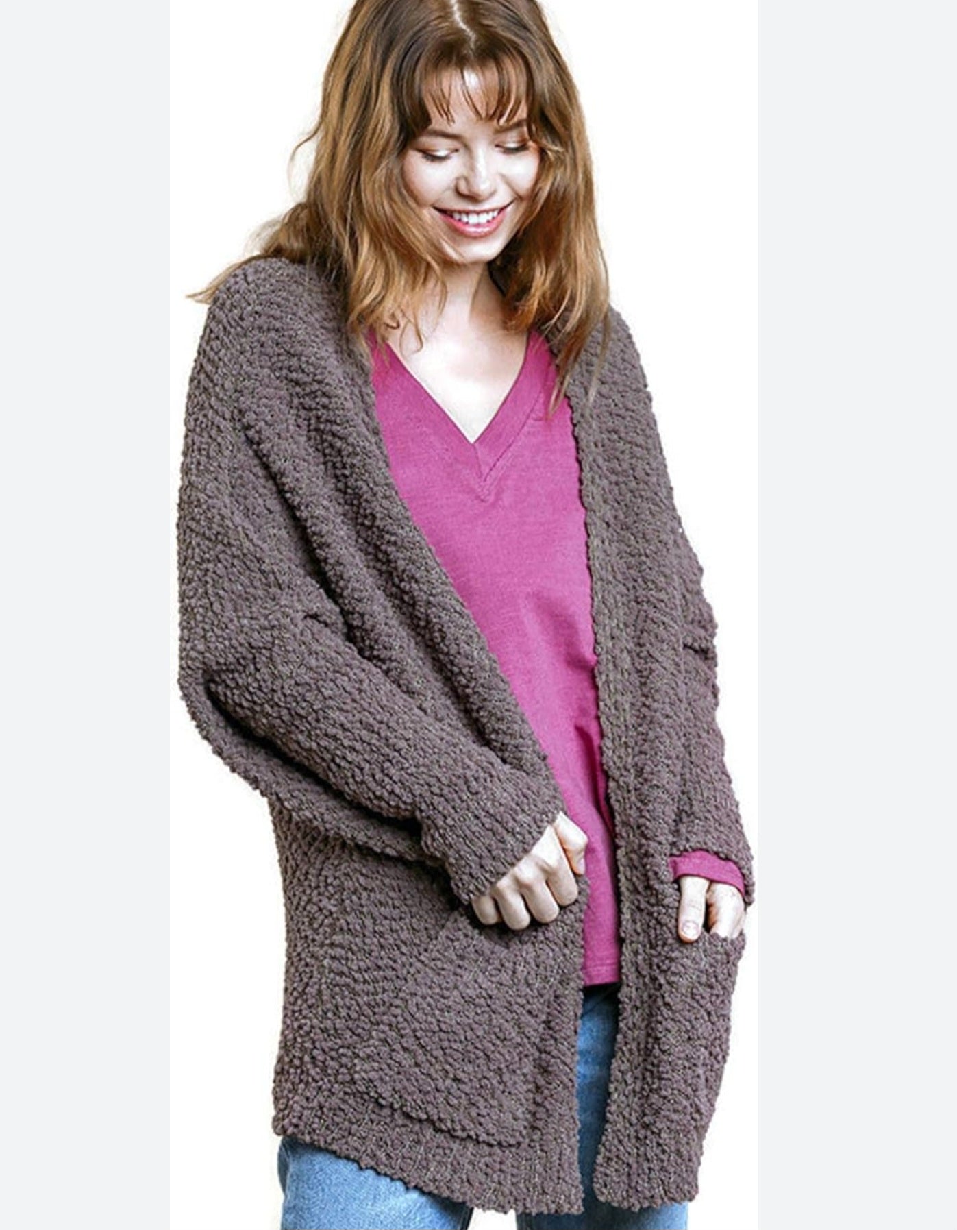 Umgee Dark Gray Popcorn Sweater