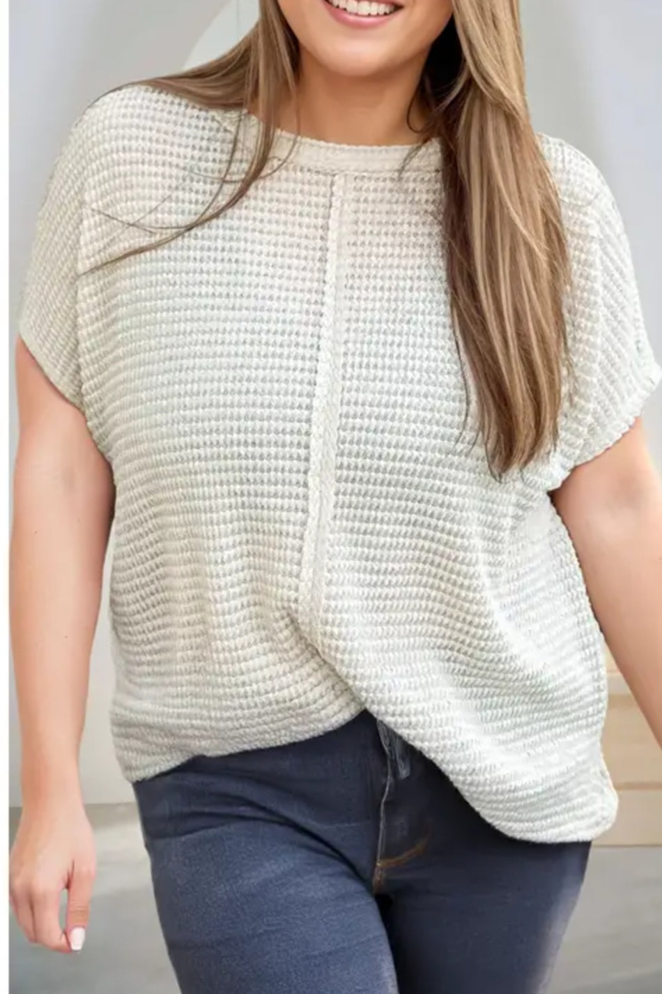 Beautiful Zenana Ivory Waffle Top