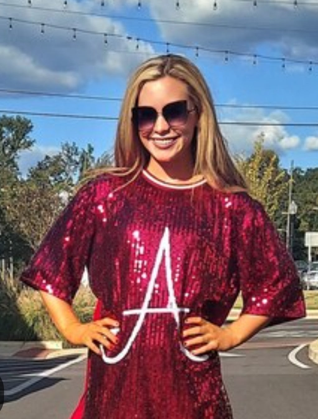 Alabama Crimson Sequin Top